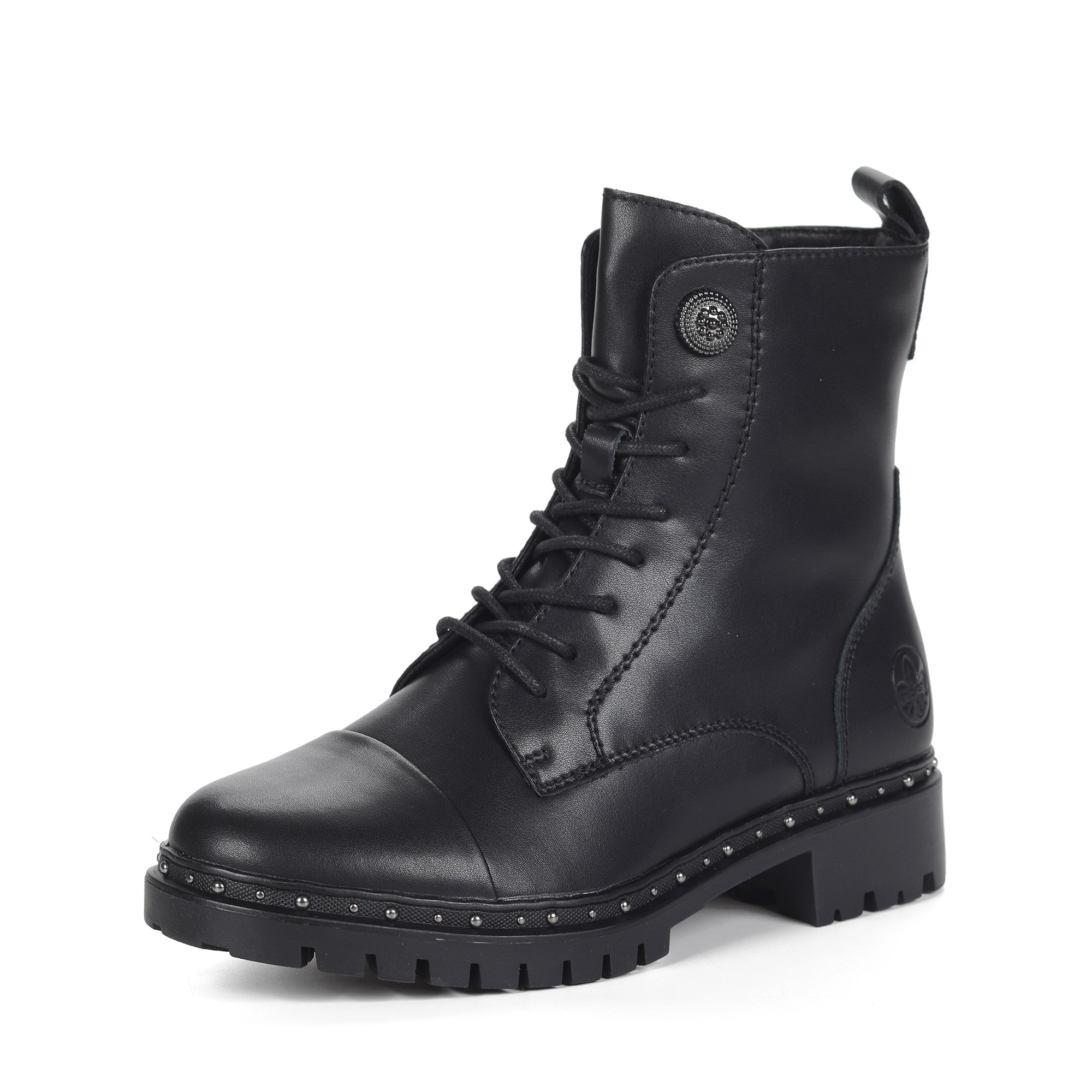 Черные ботинки из кожи на шнуровке Rieker, размер 37, цвет черный - фото 8