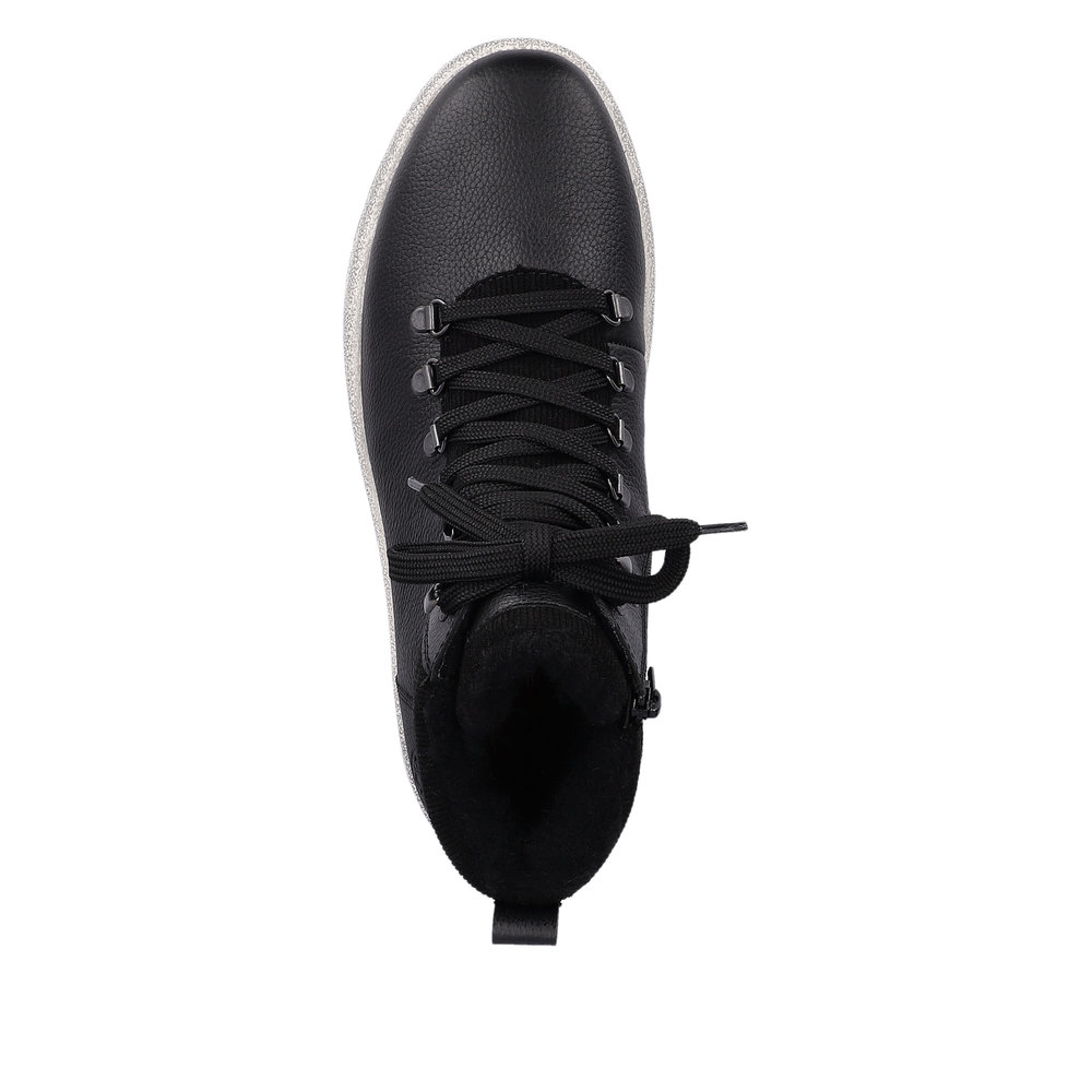 Черные утепленные ботинки из кожи и текстиля Rieker, цвет черный - фото 6