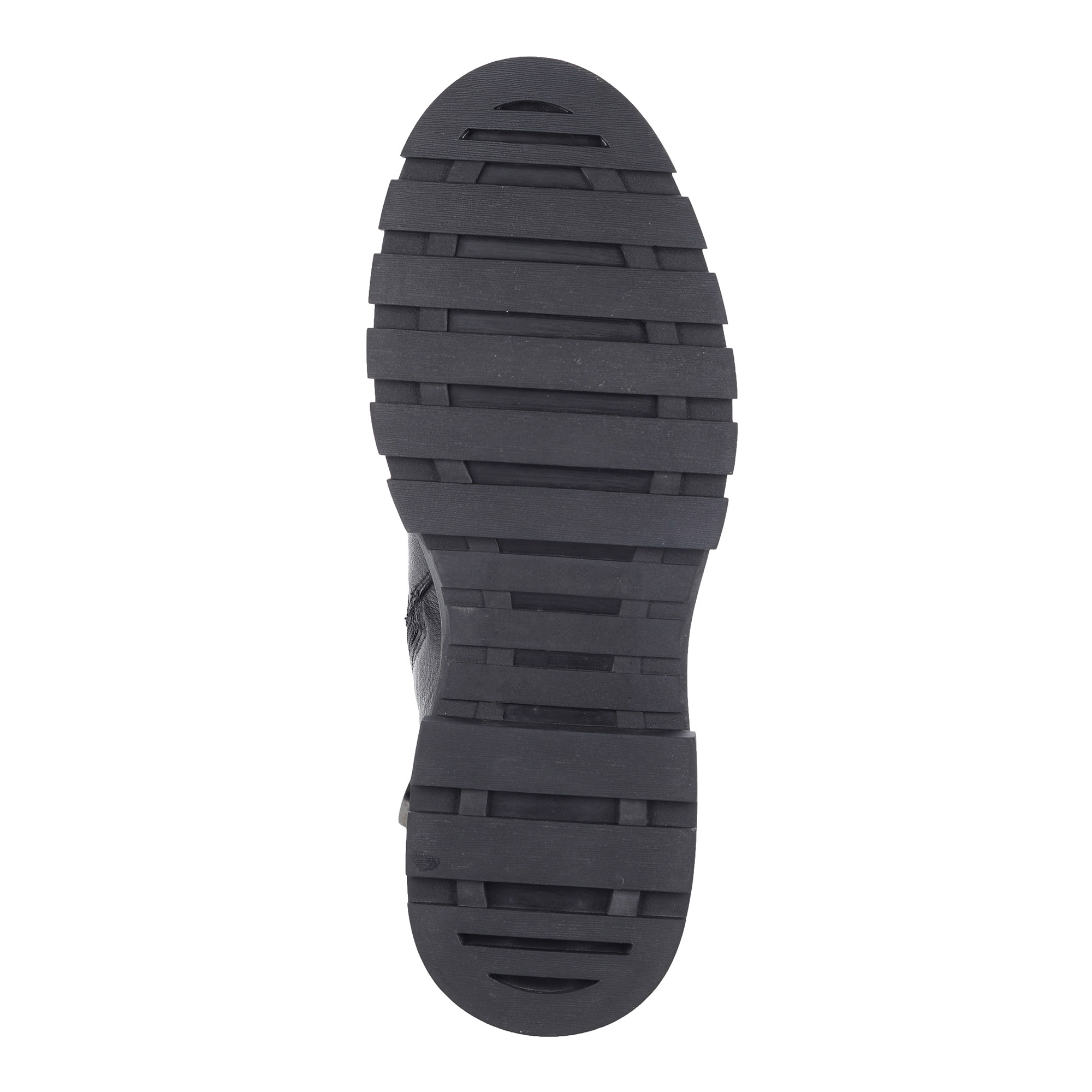Черные ботинки из кожи на утолщенной рифленой подошве от Respect-shoes