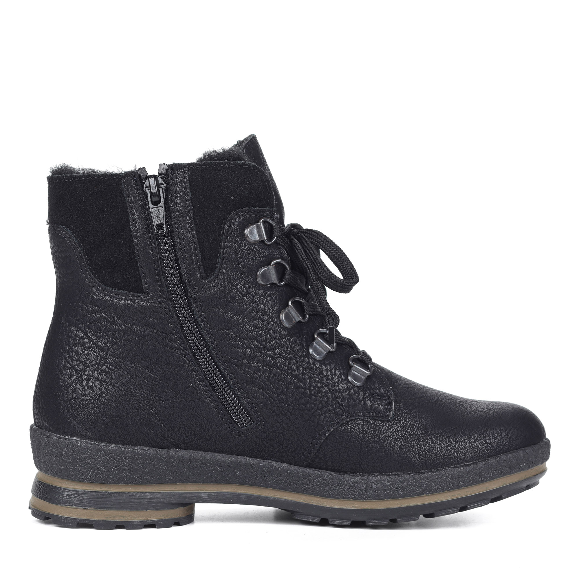 Черные ботинки из экокожи на шерсти Rieker, размер 38, цвет черный - фото 3
