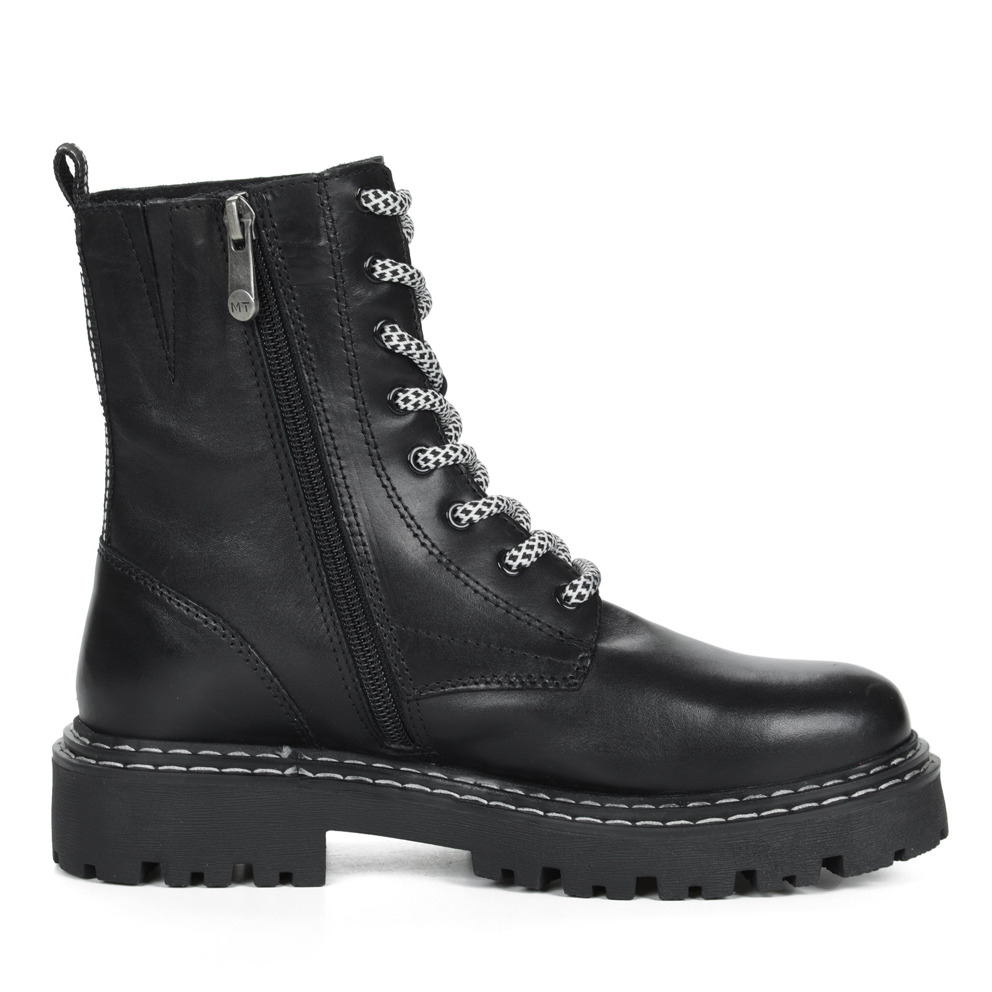 Черные ботинки на шнурках из кожи на подкладке из натуральной шерсти на тракторной подошве MARCO TOZZI PREMIO, размер 38, цвет черный - фото 4
