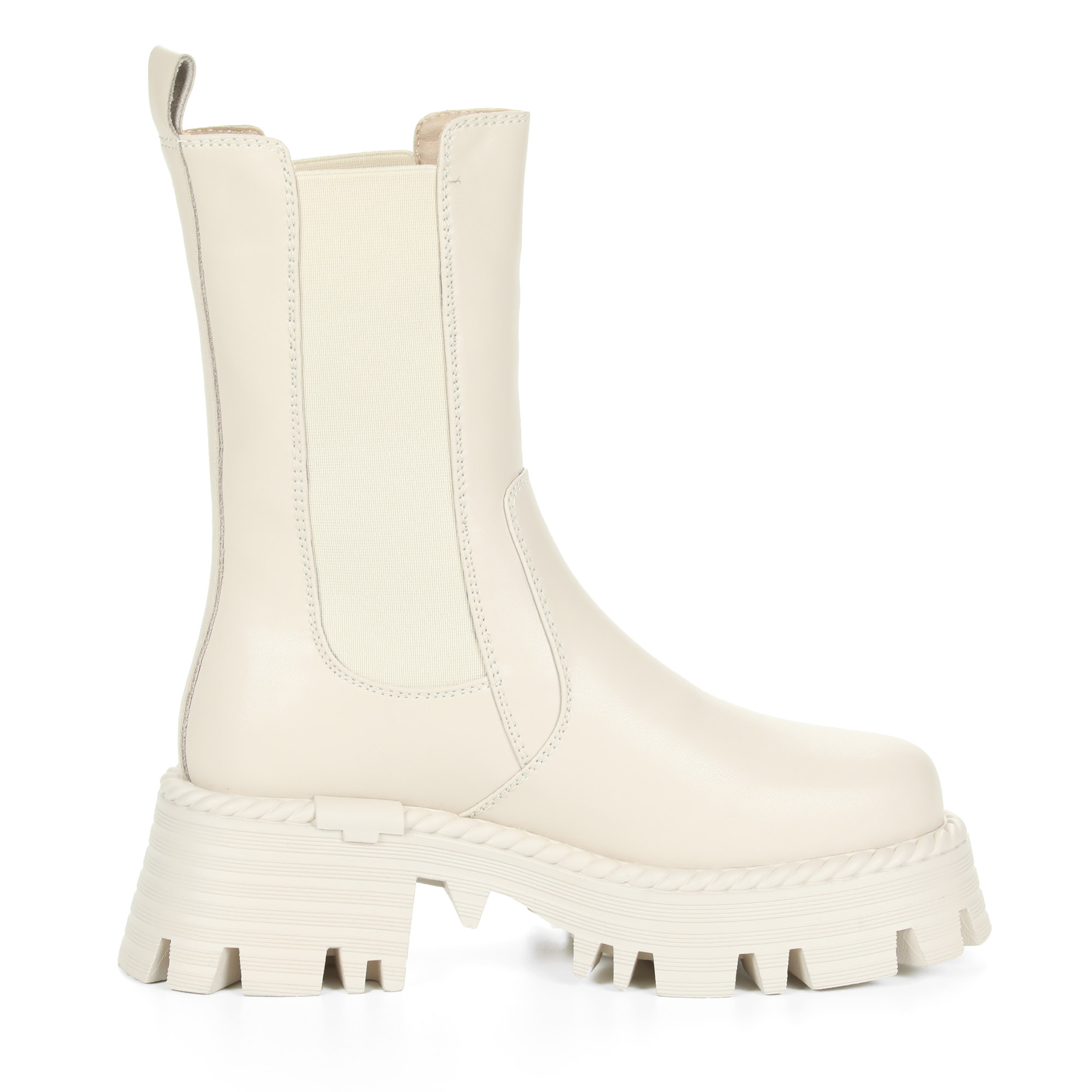 Молочные ботинки челси из кожи на подкладке из натуральной шерсти на тракторной подошве Respect, размер 39, цвет белый - фото 3