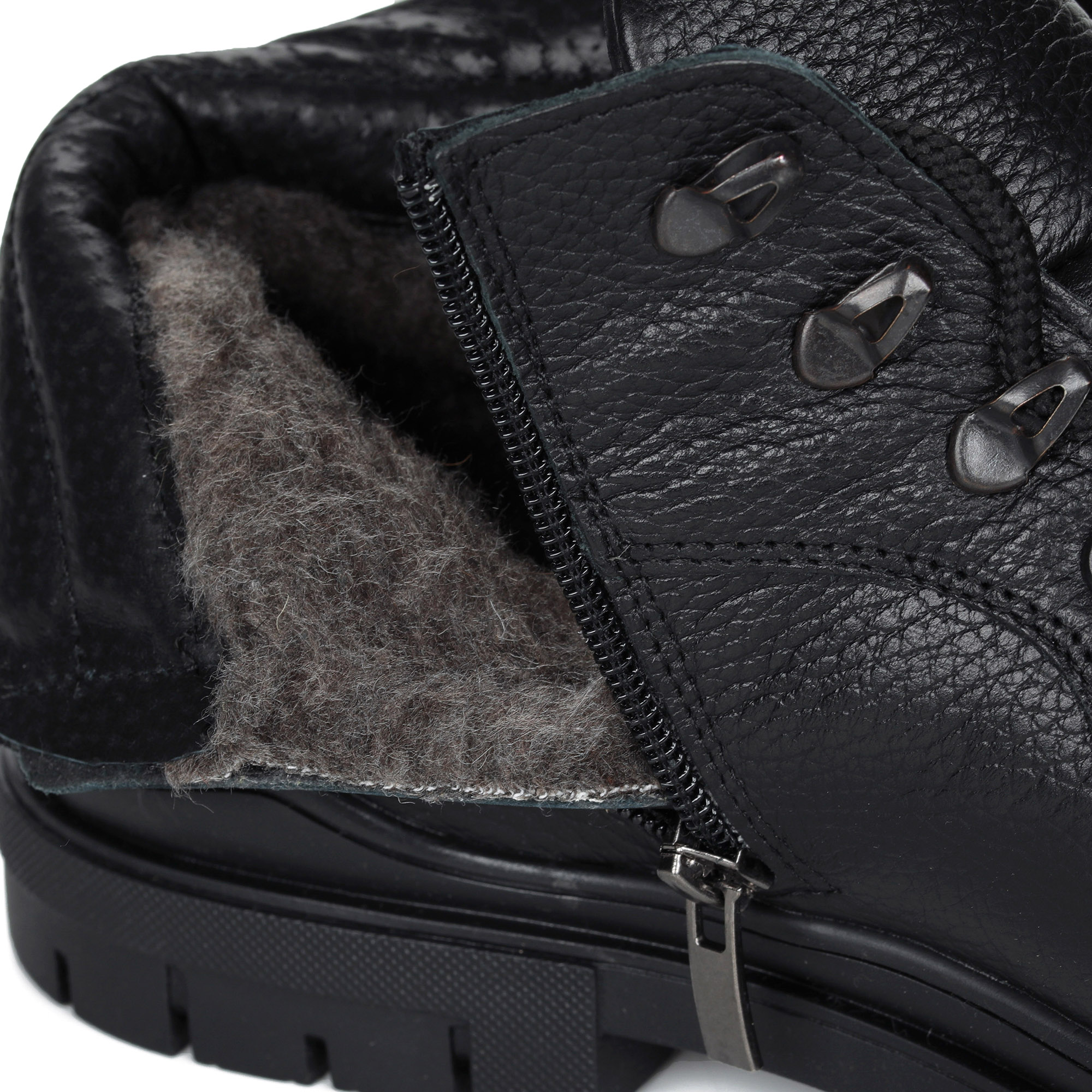 Черные ботинки из кожи на подкладке из натуральной шерсти на утолщенной подошве Respect, размер 44, цвет черный - фото 5