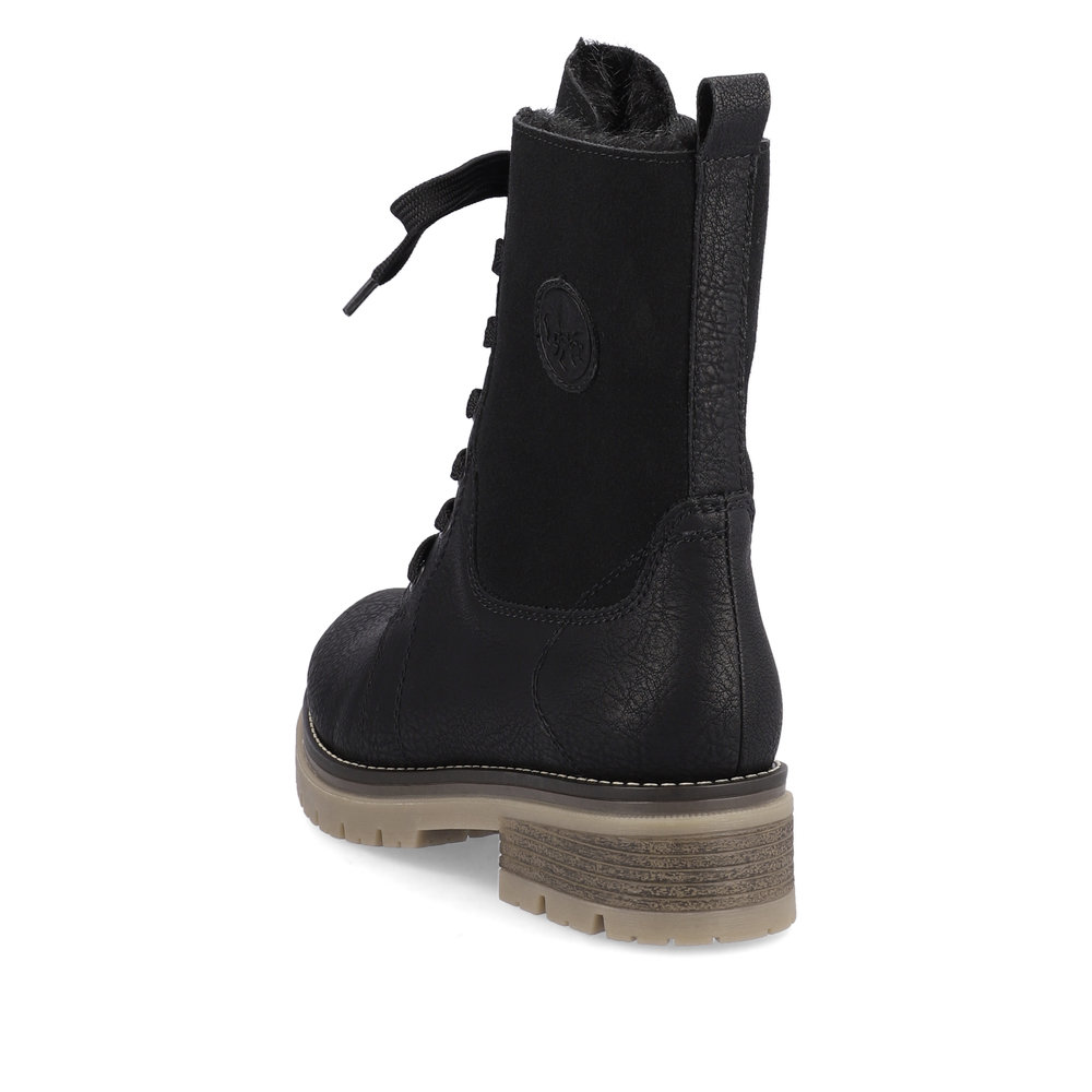 Черные утепленные ботинки из экокожи и текстиля Rieker, цвет черный - фото 5