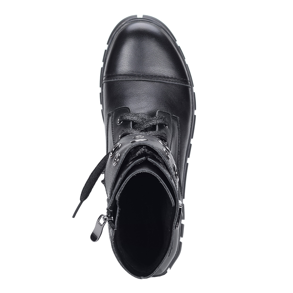 Черные высокие ботинки из кожи с ремешком от Respect-shoes