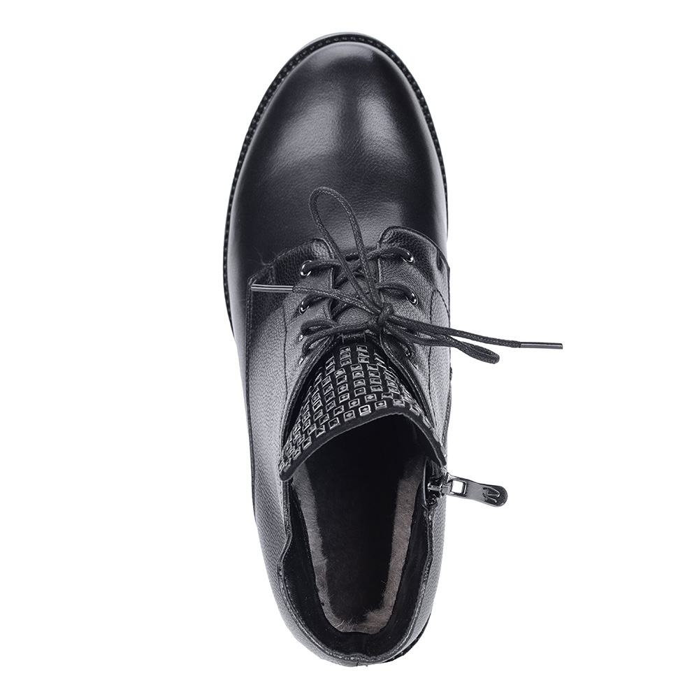 Черные ботильоны из кожи на шнуровке Respect, размер 40, цвет черный - фото 5