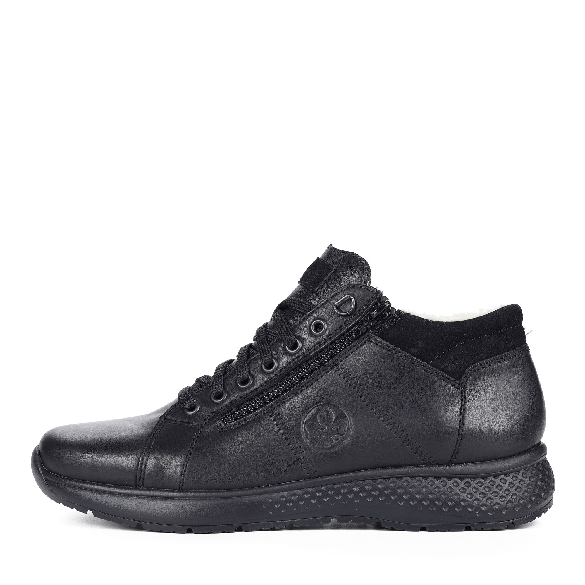 Черные ботинки из комбинированных материалов на шерсти Rieker, размер 44, цвет черный - фото 2