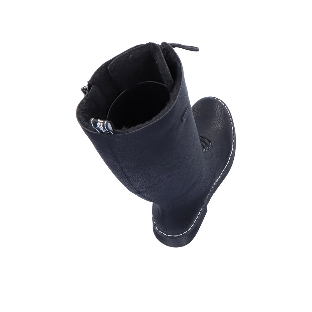 Черные утепленные высокие ботинки из экокожи Rieker, размер 39, цвет черный - фото 10