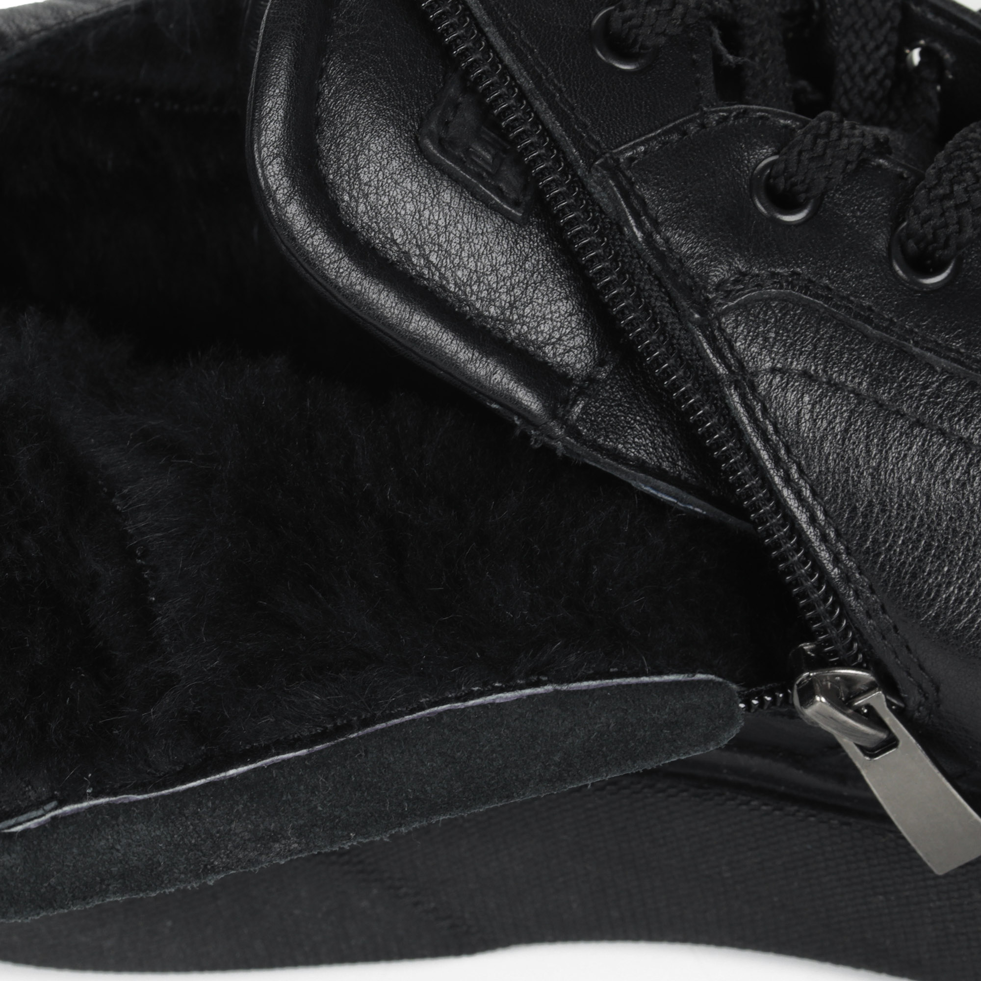 Черные кеды из кожи на подкладке из натурального меха на утолщенной подошве Roberto Ronetti, размер 43, цвет черный - фото 5