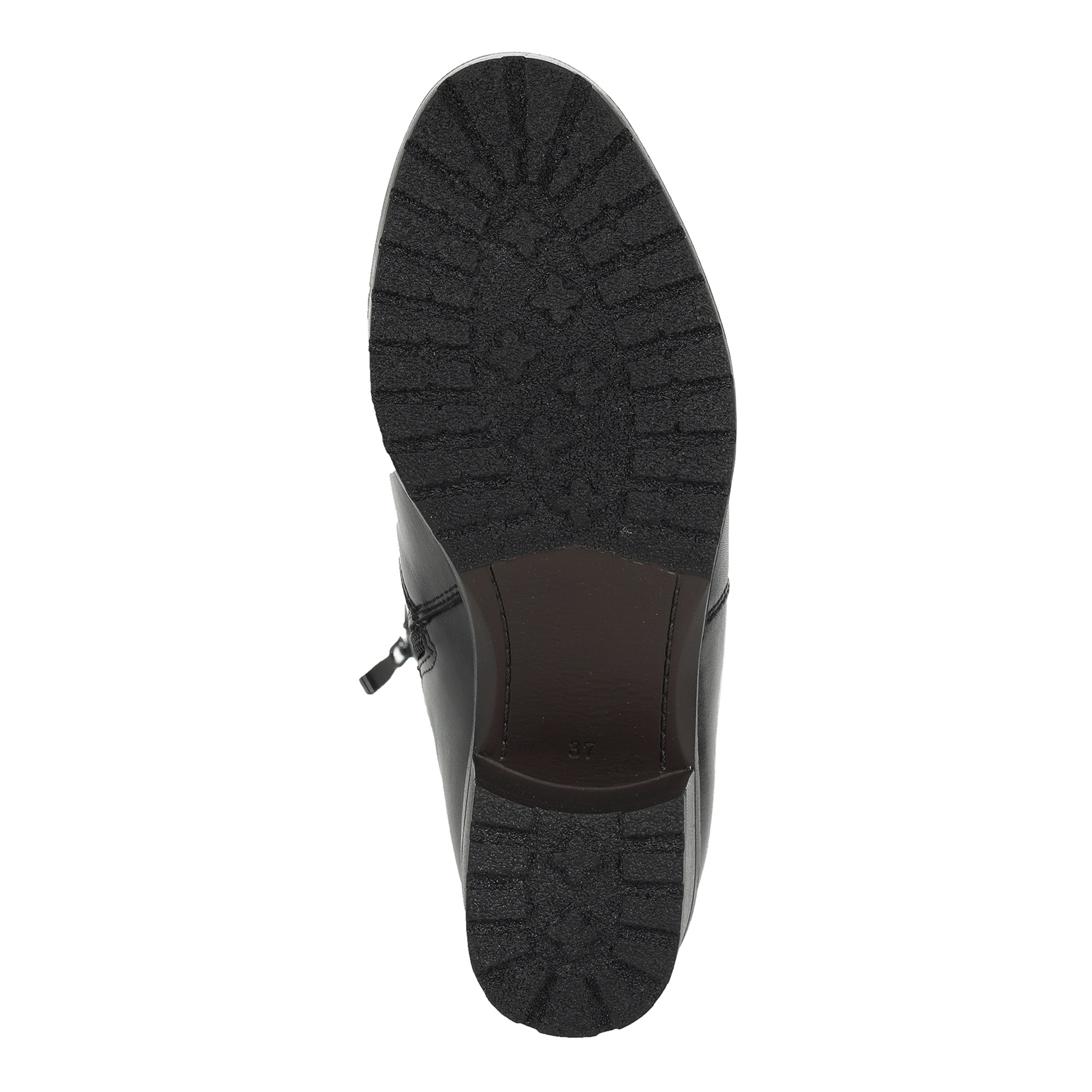 Черные сапоги с присборенным голенищем из кожи на подкладке из натуральной шерсти на квадратном каблуке Respect, цвет черный - фото 8
