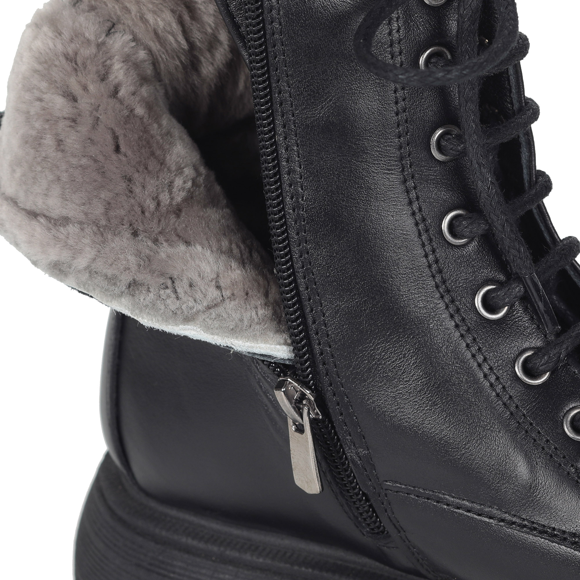 Черные ботинки из кожи на подкладке из натурального меха на утолщенной подошве CorsoComo, размер 38, цвет черный - фото 5