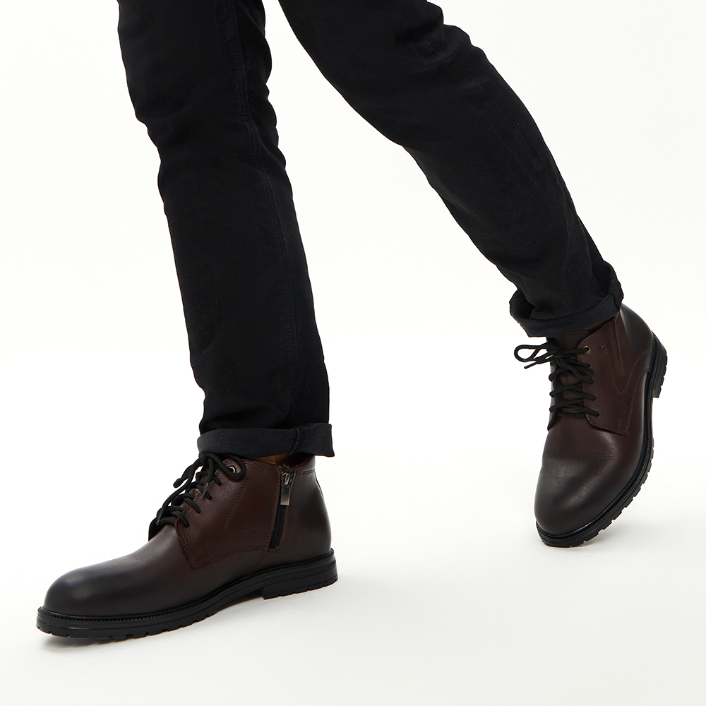 Коричневые классические ботинки из кожи на подкладке из натуральной шерсти Respect, размер 42, цвет коричневый - фото 10