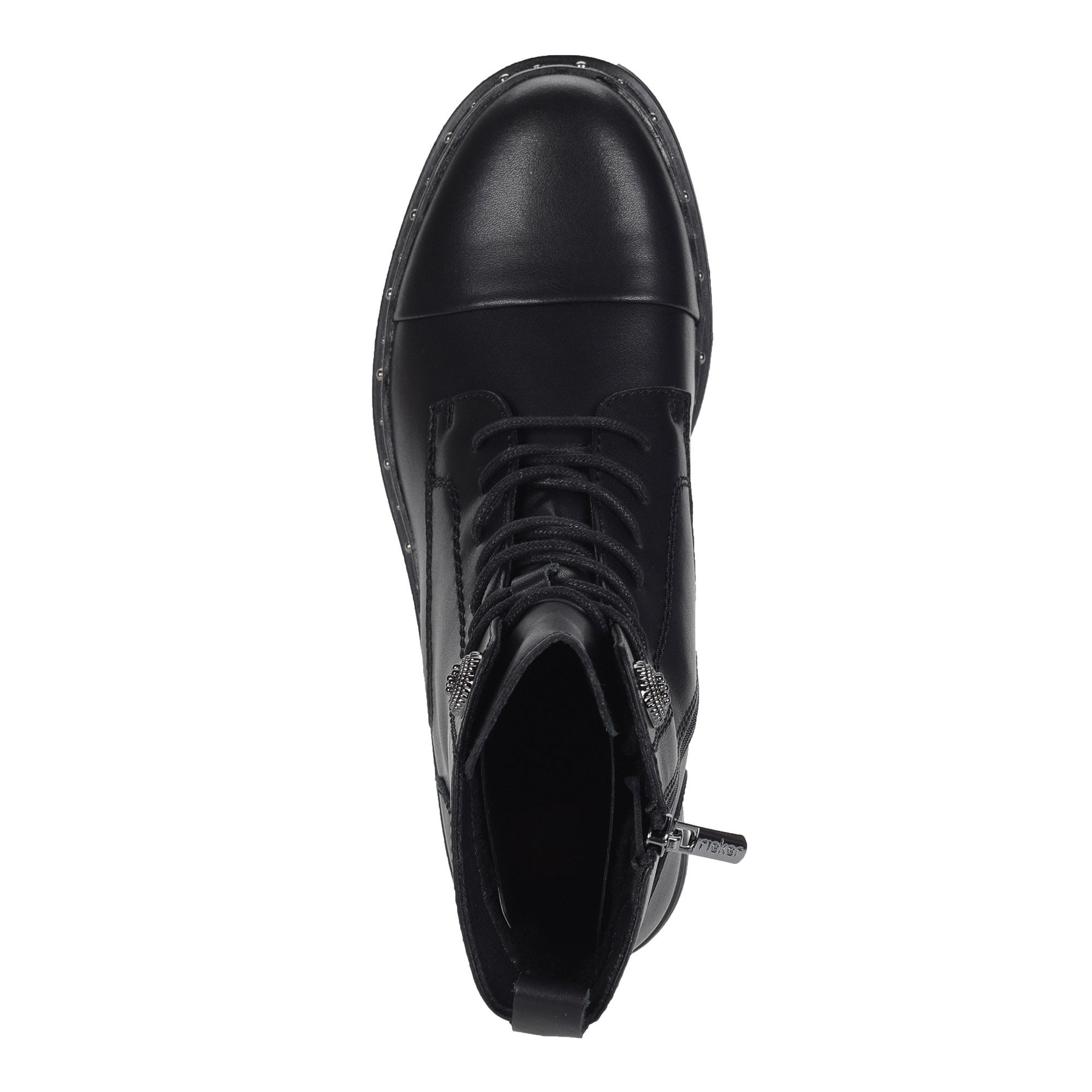 Черные ботинки из кожи на шнуровке Rieker, размер 37, цвет черный - фото 6