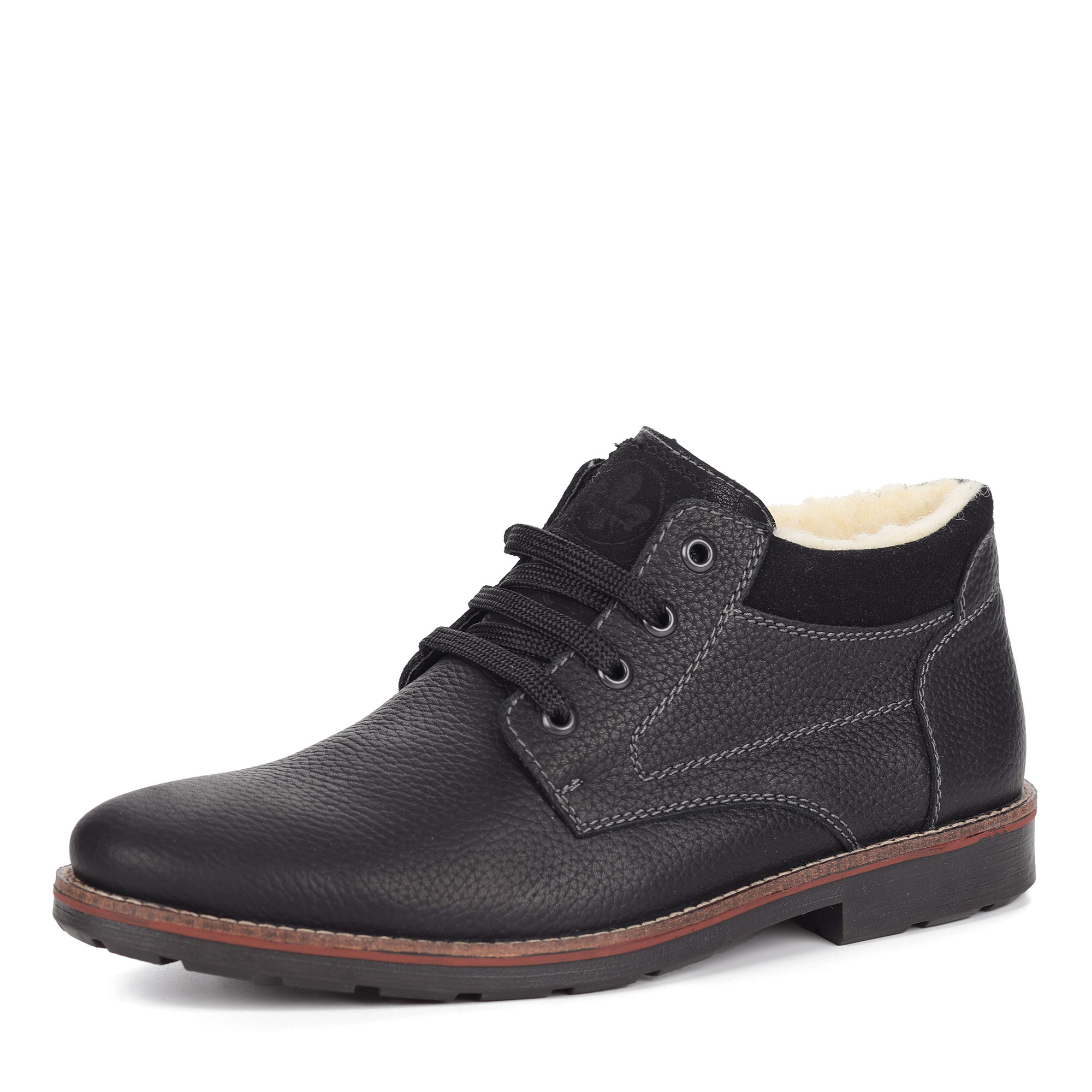 Черные велюровые ботинки на шнуровке Rieker черного цвета