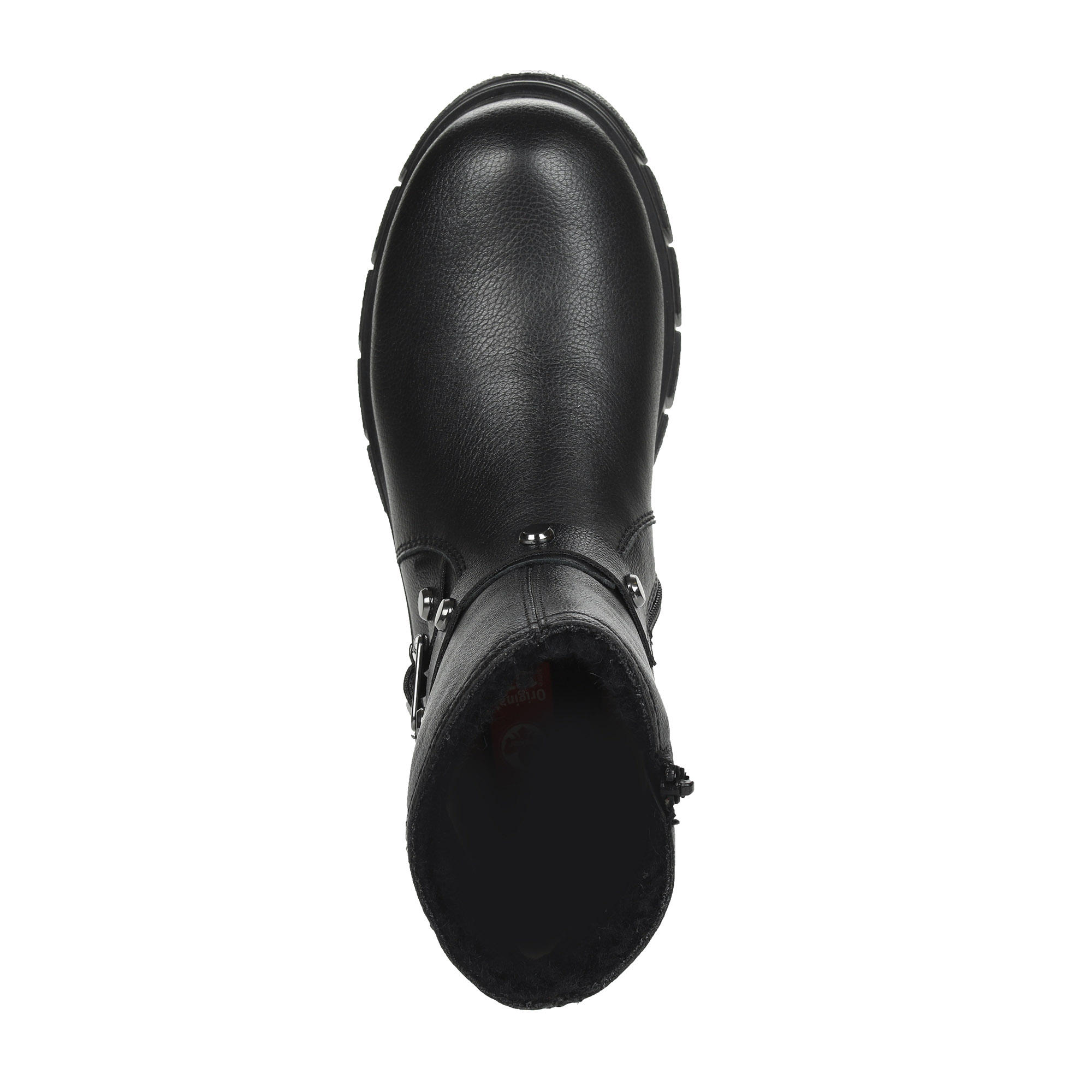 Черные полусапоги из натуральной кожи с декоративным ремешком Rieker, цвет черный - фото 7