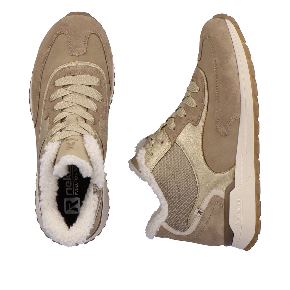 Бежевые утепленные кроссовки из кожи и экокожи Rieker Evolution, цвет бежевый - фото 10