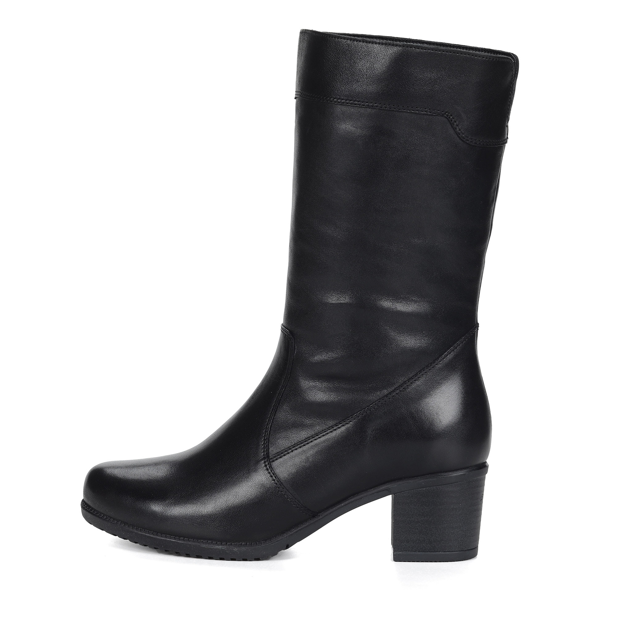 Черные сапоги из кожи на подкладке из натурального меха на устойчивом каблуке Olivia, размер 39, цвет черный - фото 2