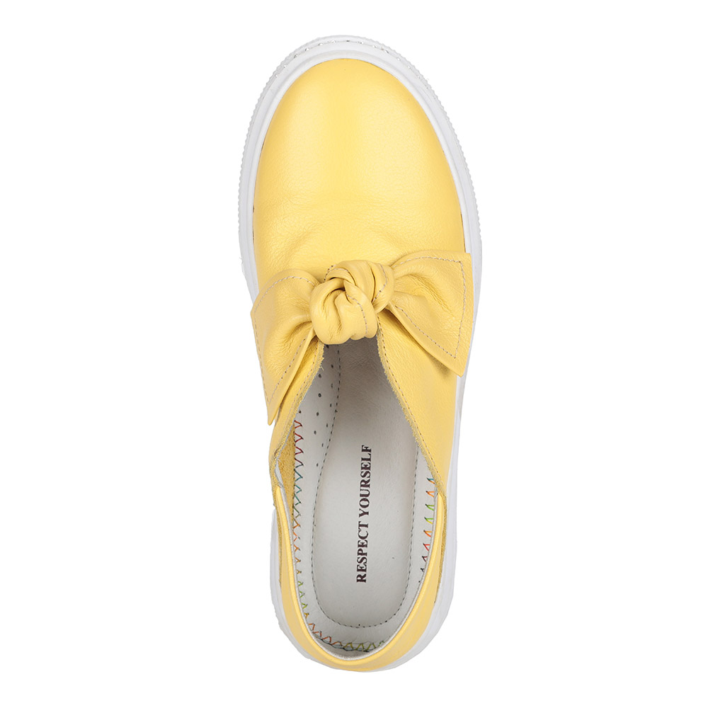 Желтые слипоны из кожи с бантом от Respect-shoes