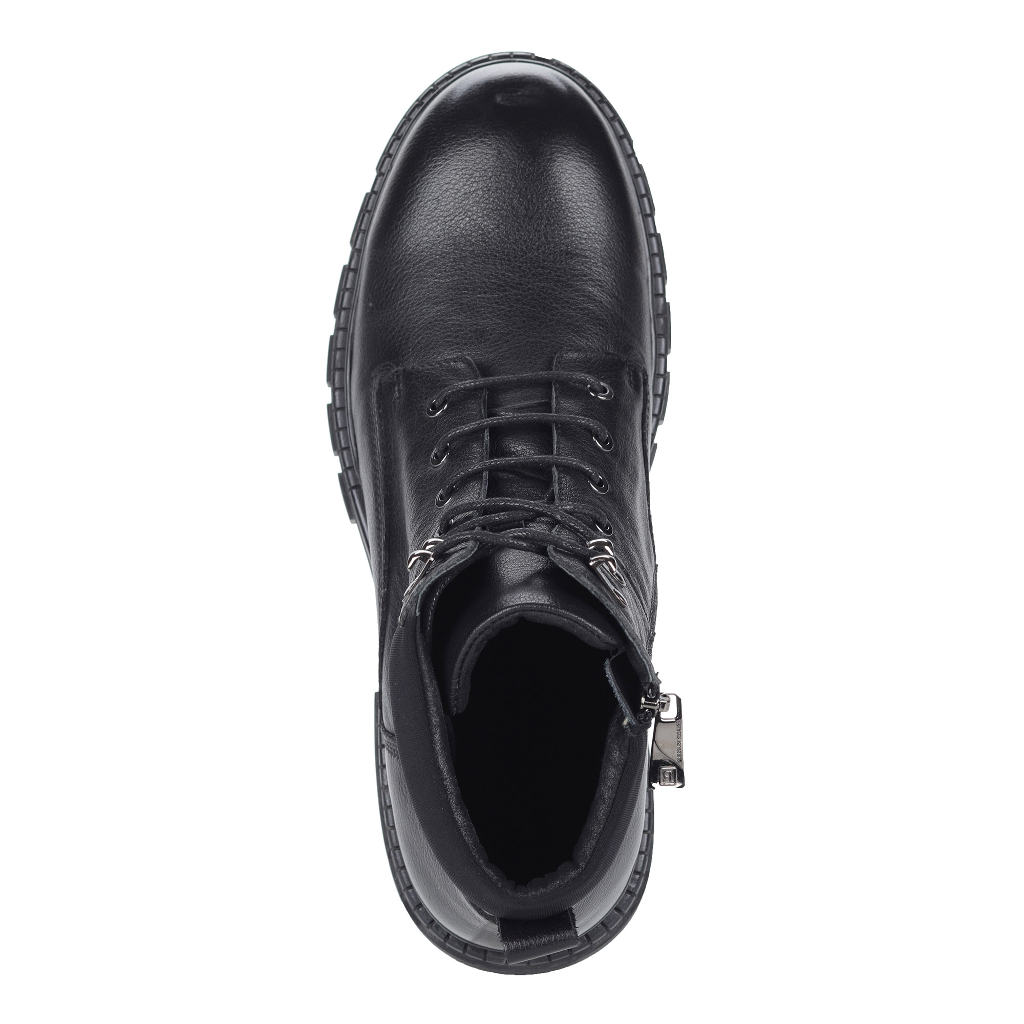 Черные ботинки из кожи на утолщенной рифленой подошве от Respect-shoes