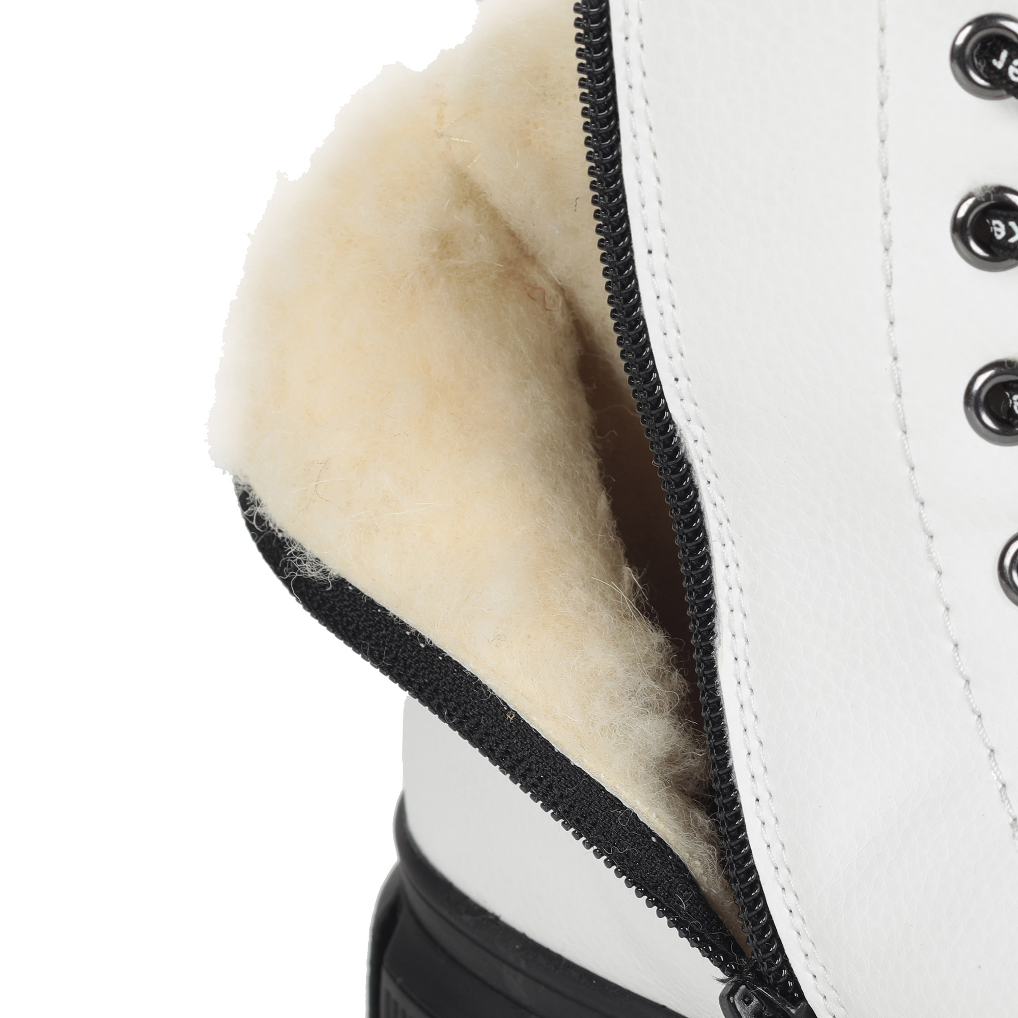 Белые ботинки из экокожи на подкладке из натуральной шерсти на утолщенной подошве Rieker, размер 36, цвет белый - фото 5