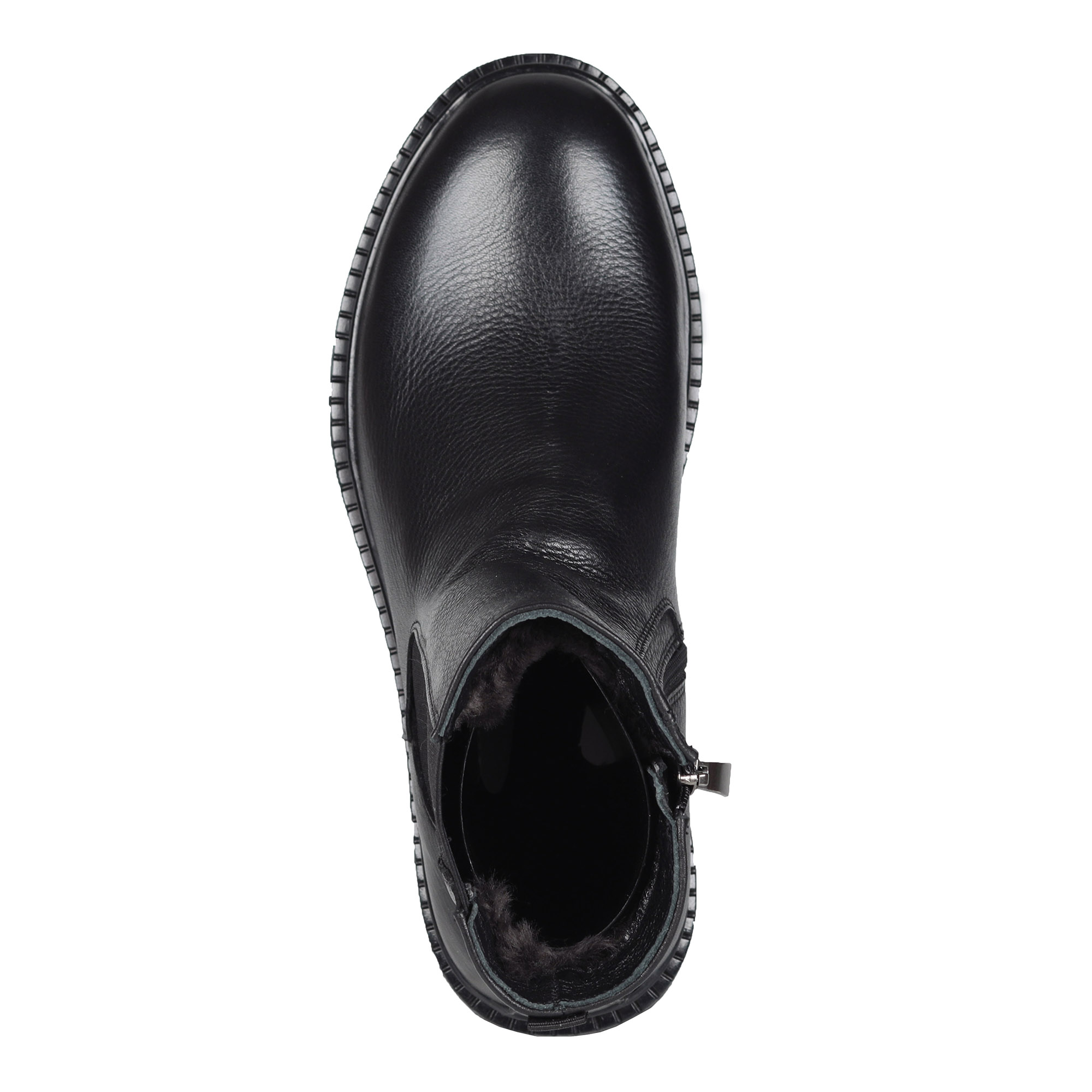 фото Черные высокие ботинки челси из кожи на подкладке из натурального меха respect