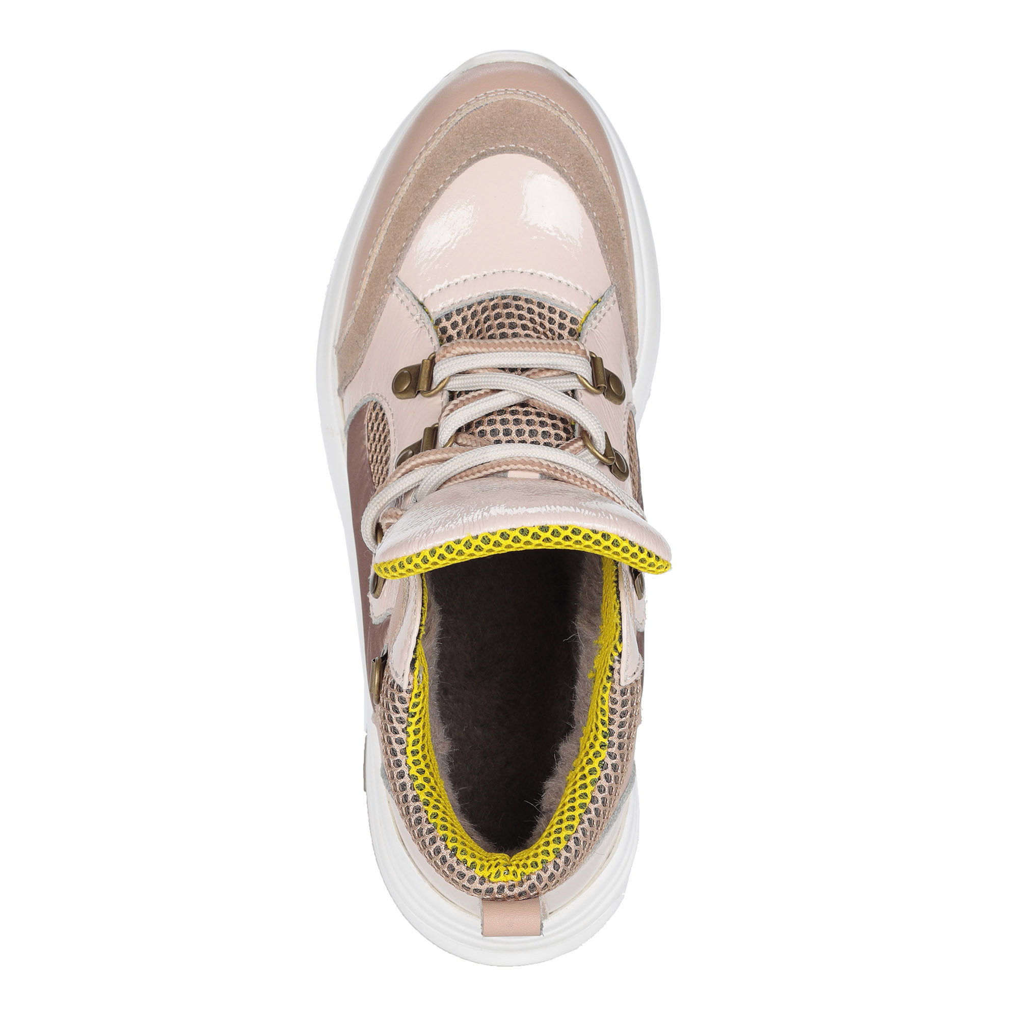 Бежевые кроссовки из комбинированных материалов на шерсти Respect, размер 37, цвет бежевый - фото 4