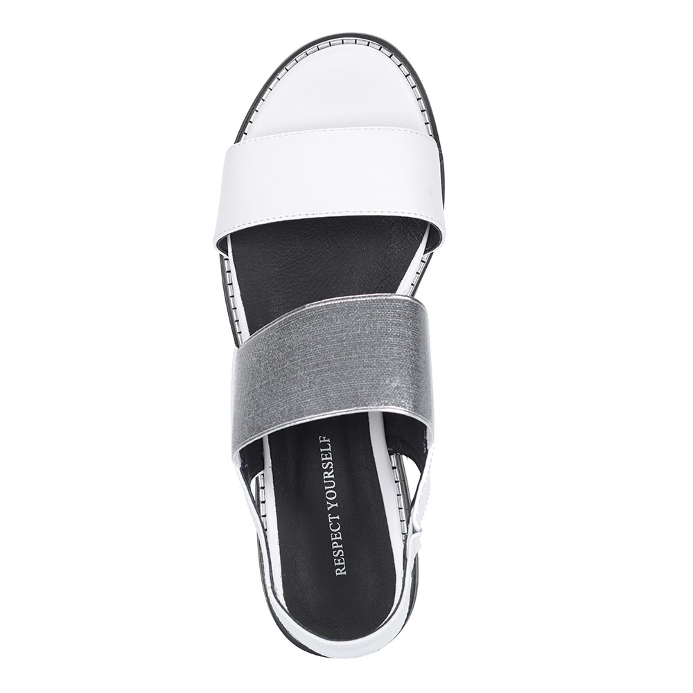 Белые сандалии с металлическим блеском от Respect-shoes