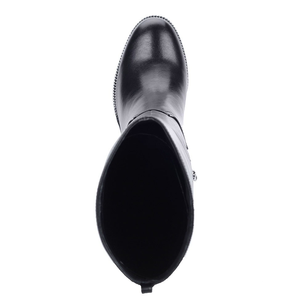 Черные сапоги из кожи на каблуке от Respect-shoes