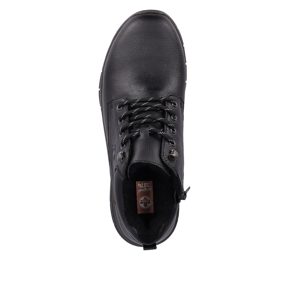 Черные утепленные ботинки из кожи и экокожи Rieker, цвет черный - фото 6