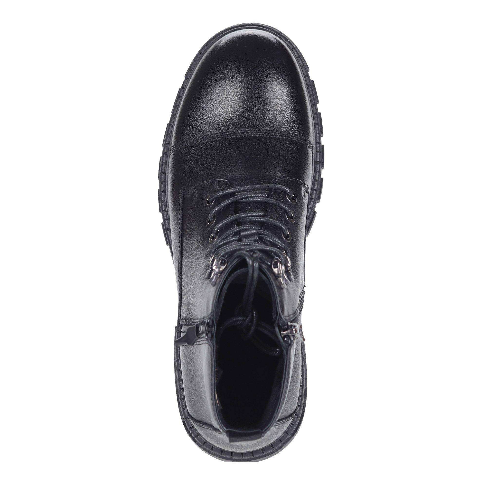 Черные ботинки из кожи на рифленой подошве от Respect-shoes
