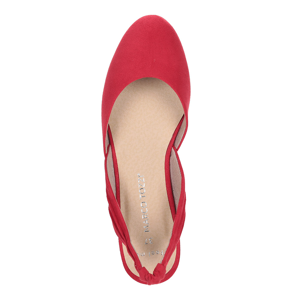 фото Красные открытые туфли из текстиля marco tozzi
