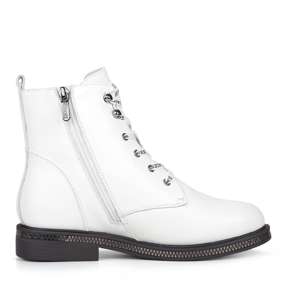 Белые кожаные ботинки с декоративными шнурками Respect, размер 37, цвет белый - фото 3