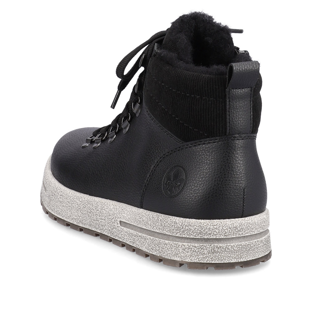 Черные утепленные ботинки из кожи и текстиля Rieker, цвет черный - фото 5