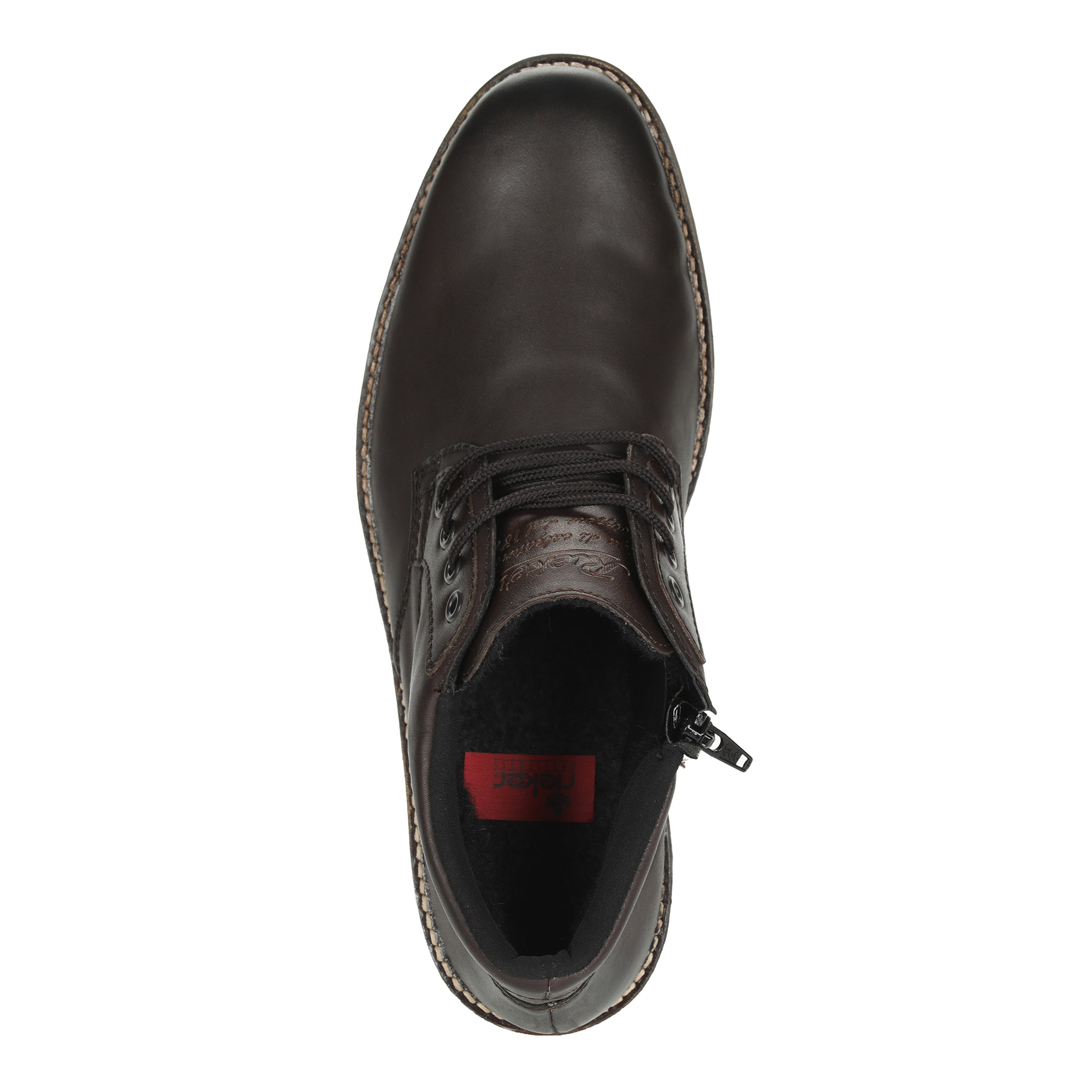 фото Коричневые ботинки из натуральной кожи на шерстяном подкладе rieker