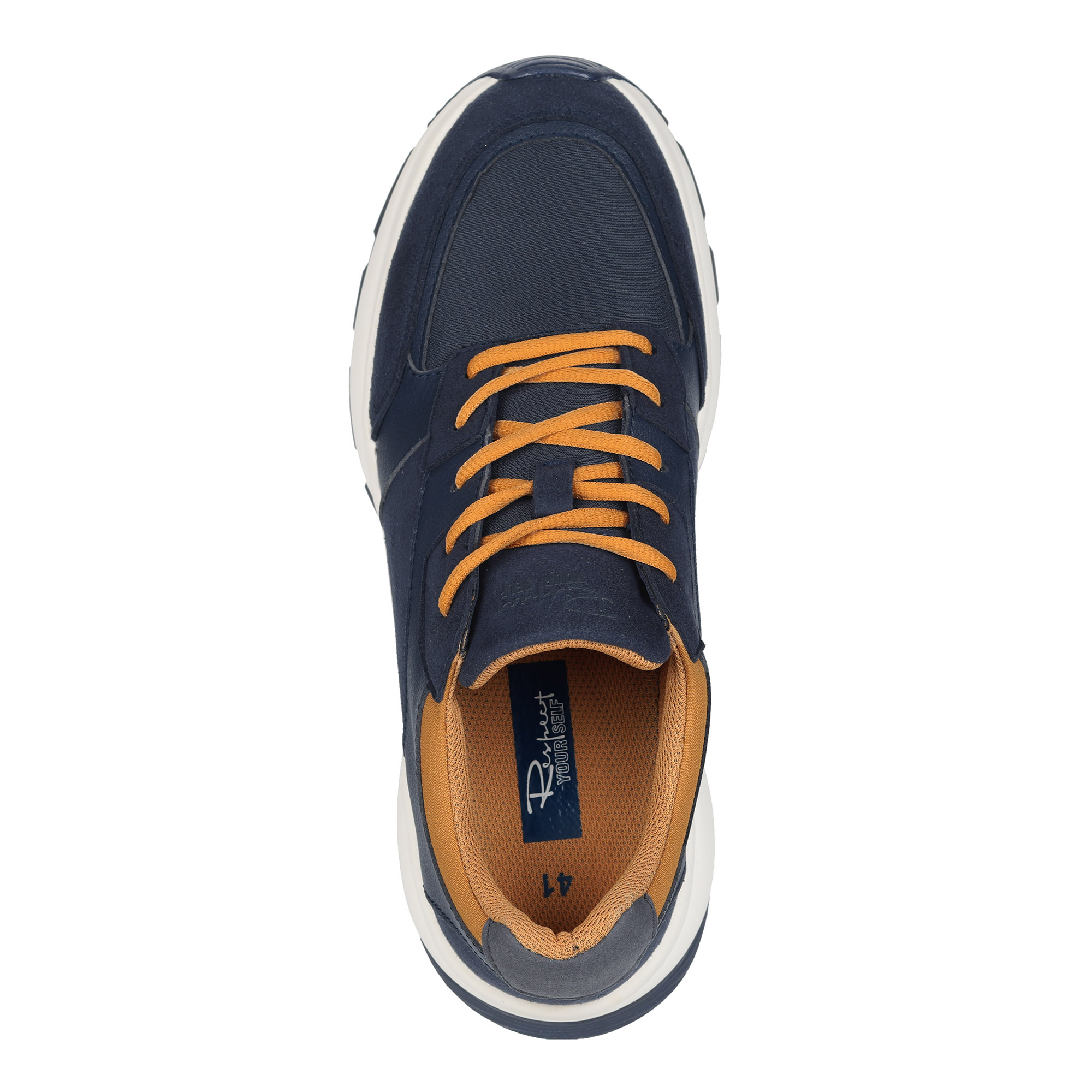 Синие кроссовки на контрастной шнуровке от Respect-shoes