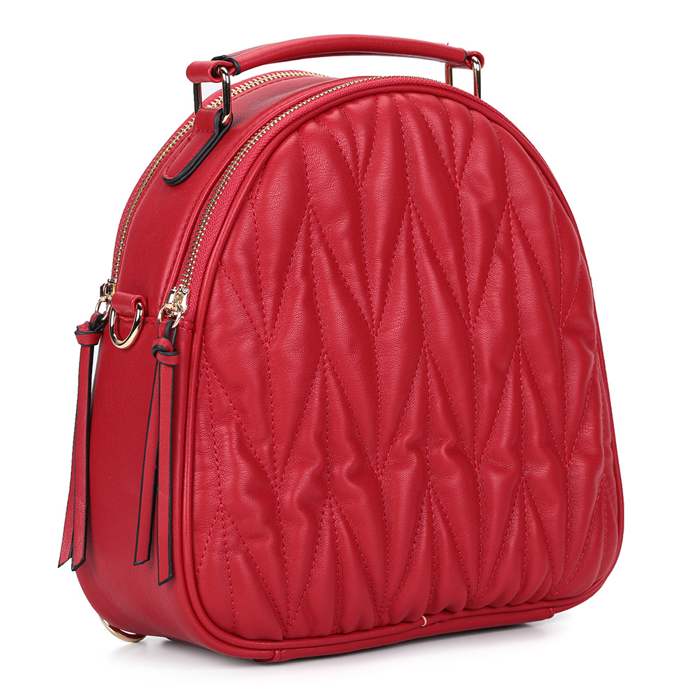 Красный рюкзак трансформер с декоративной строчкой
