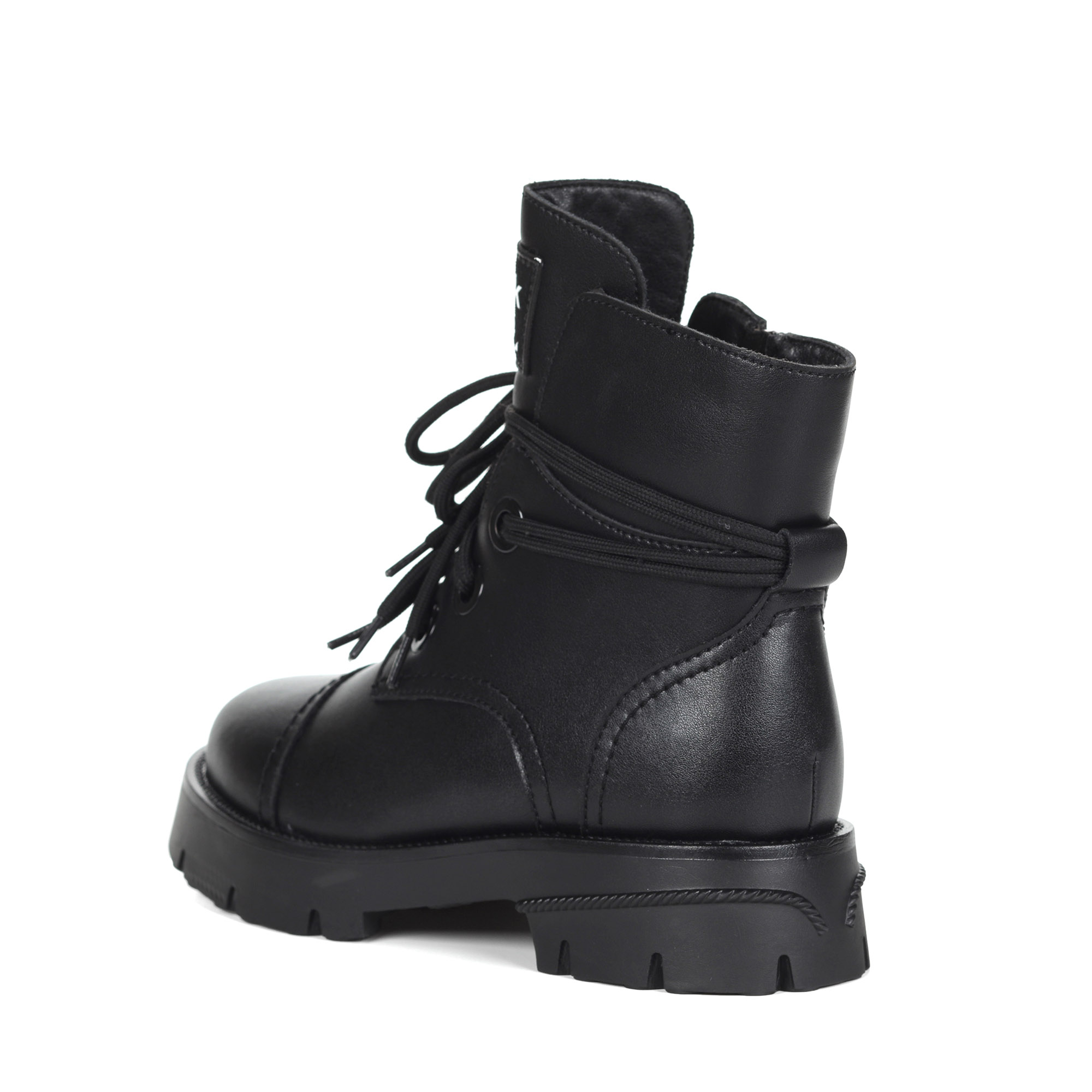 Черные ботинки из кожи на подкладке из натуральной шерсти на шнурках и тракторной подошве Respect, размер 39, цвет черный - фото 4