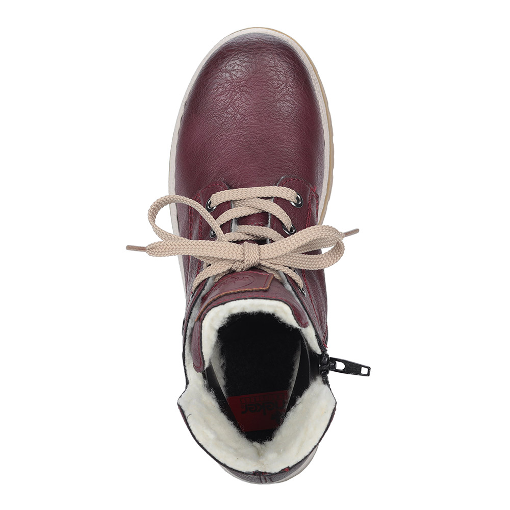 Бордовые ботинки из экокожи на шнуровке Rieker, размер 36, цвет бордовый - фото 4