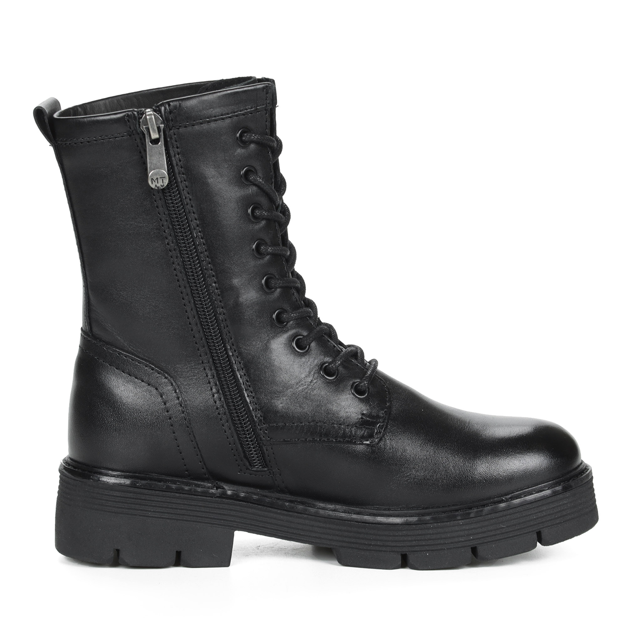 Черные ботинки на шнурках из кожи на подкладке из натуральной шерсти на тракторной подошве MARCO TOZZI PREMIO, размер 36, цвет черный - фото 4