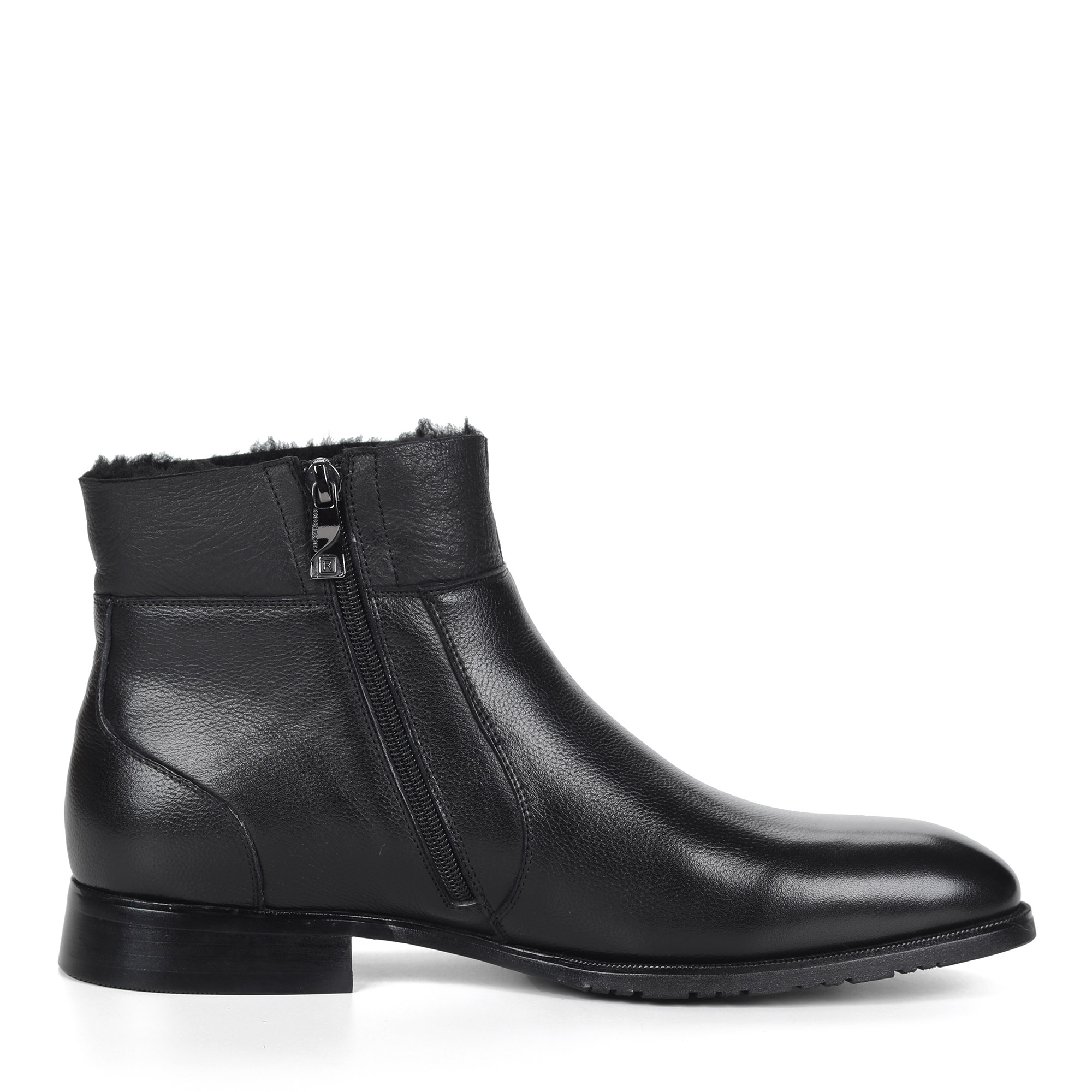 Черные ботинки на молнии из кожи на подкладке из натурального меха Respect, размер 45, цвет черный - фото 3