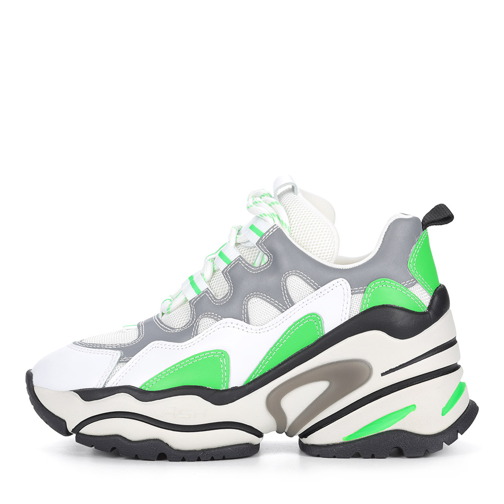 фото Бело-зеленые кроссовки из комбинированных материалов ash