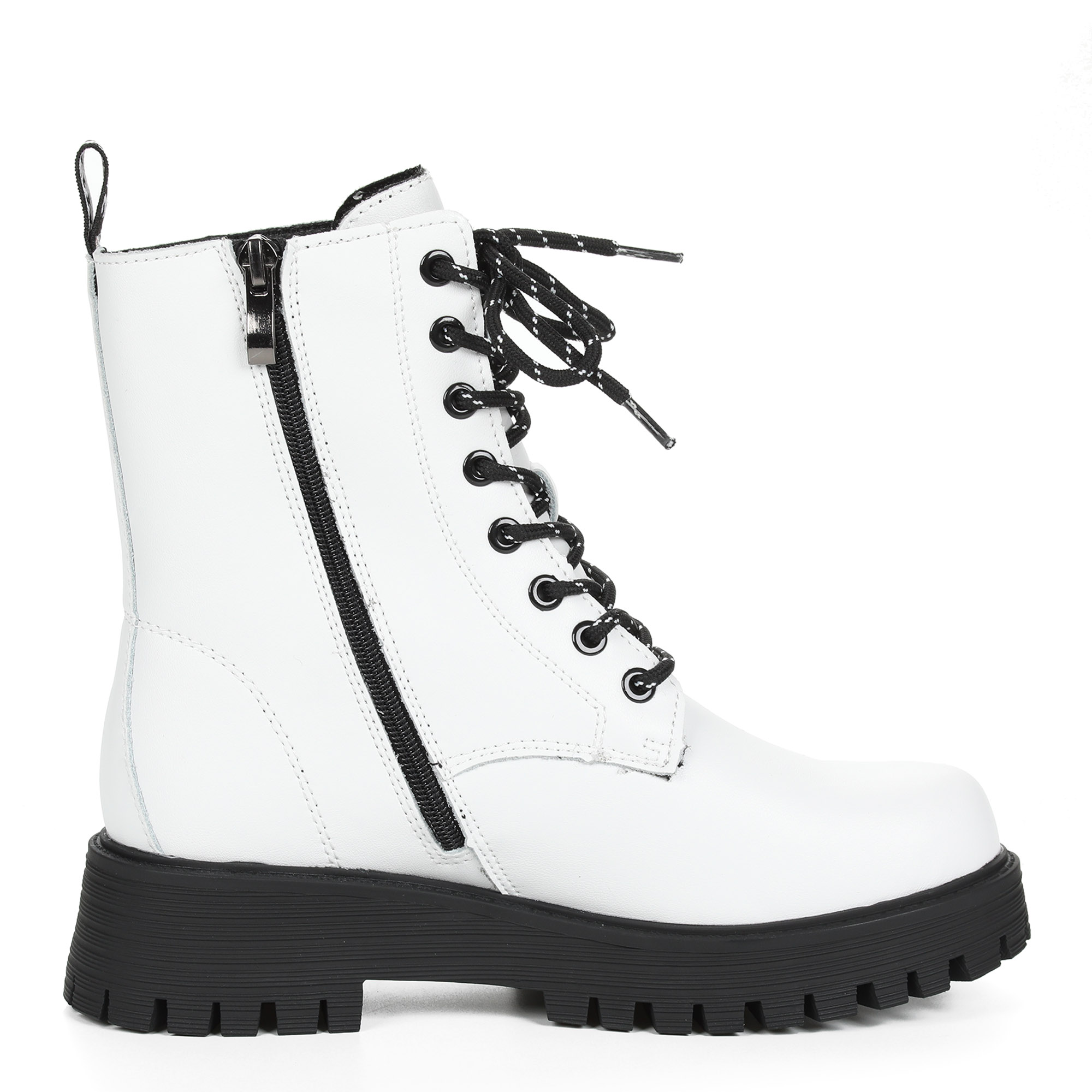 Белые ботинки  из кожи на подкладке из натуральной шерсти на тракторной подошве Respect, размер 38, цвет белый - фото 4