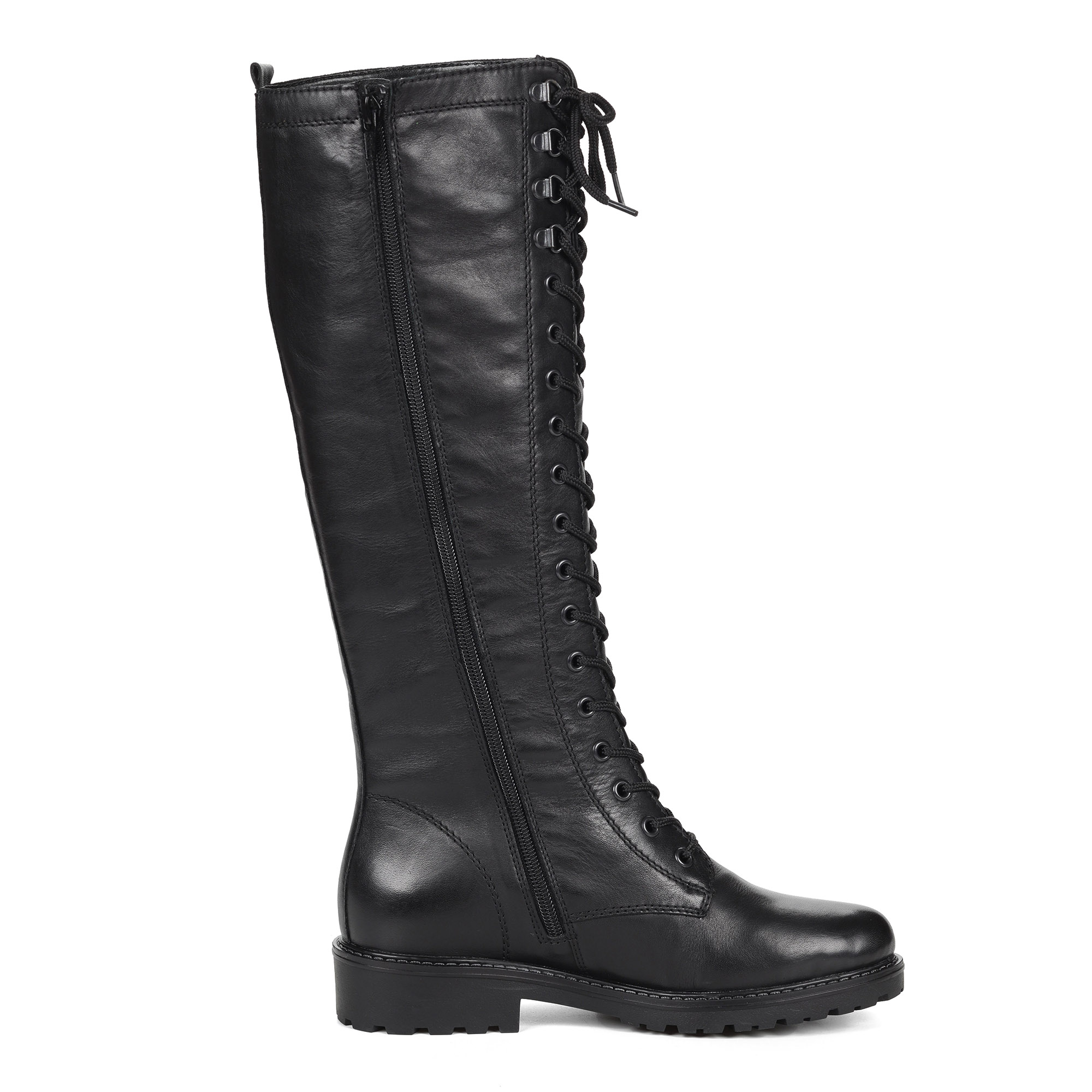 Черные сапоги на шнуровке из кожи на подкалдке из натуральной шерсти Remonte, размер 36, цвет черный - фото 3