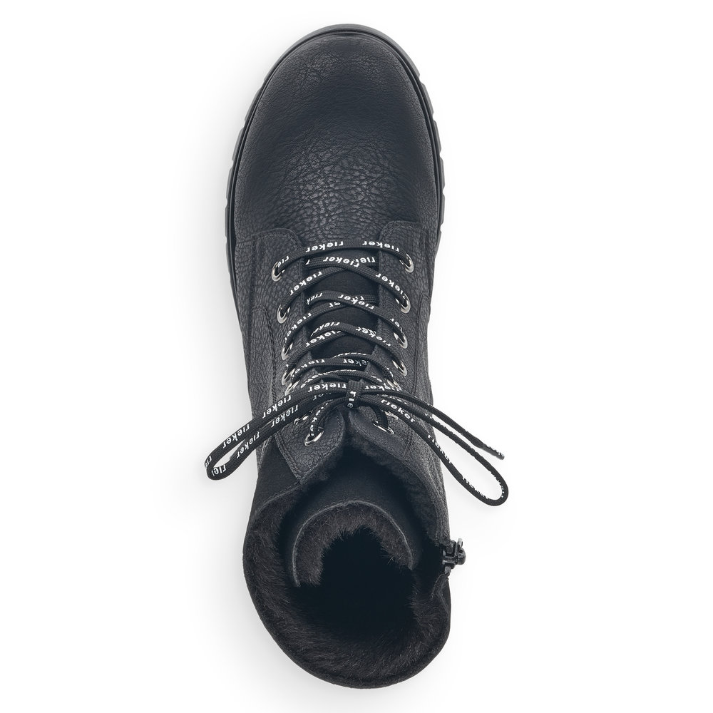 фото Черные полусапоги из экокожи на шнуровке rieker