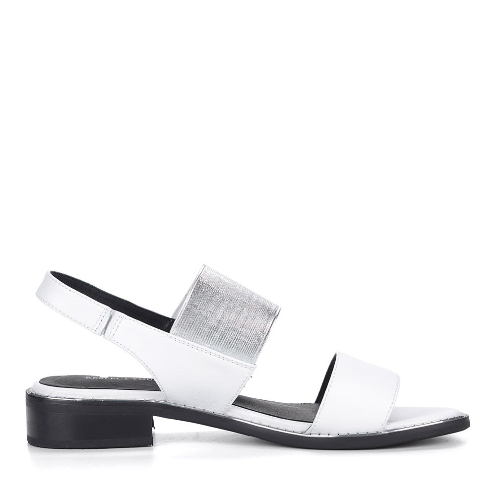 Белые сандалии с металлическим блеском от Respect-shoes