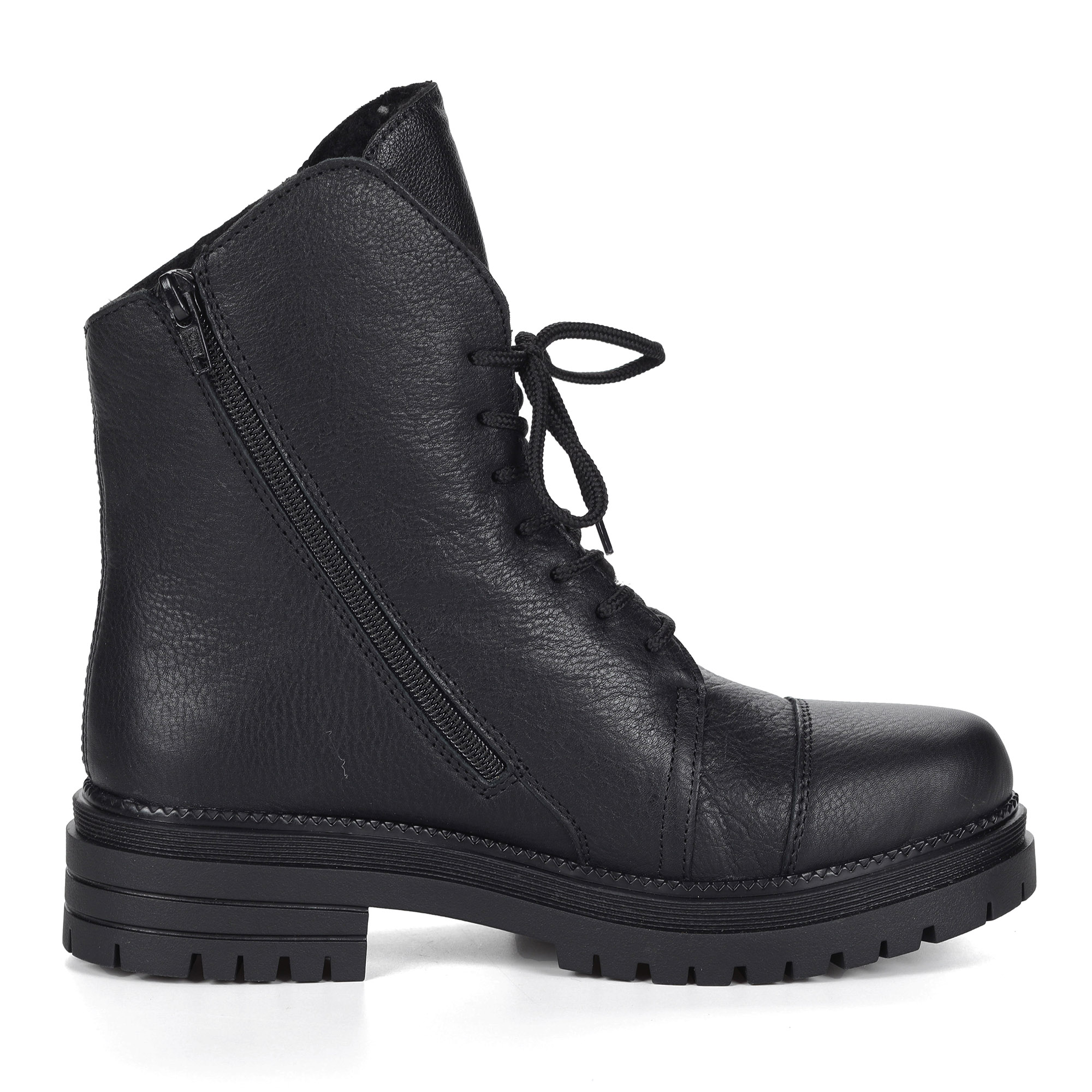 Черные ботинки из кожи на подкладке из искусственной шерсти на утолщенной подошве Rieker, размер 36, цвет черный - фото 3