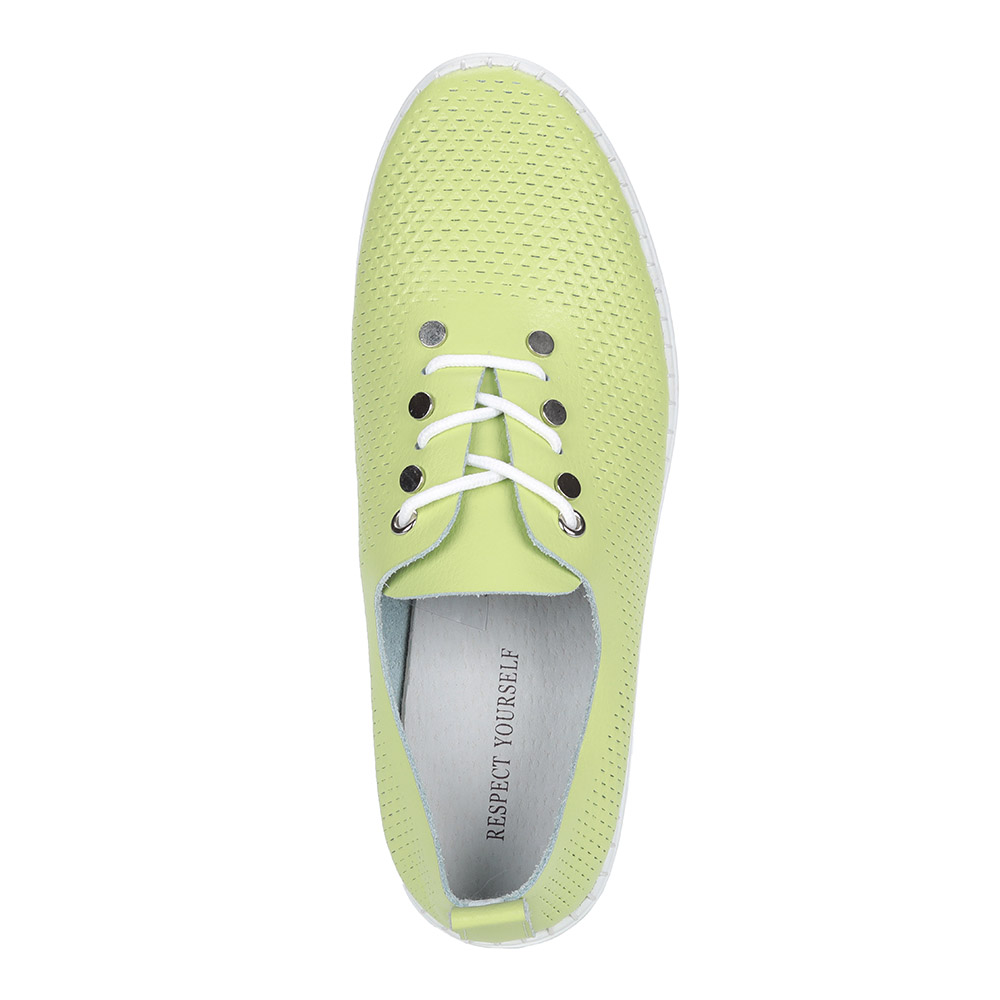 Зеленые полуботинки из кожи с перфорацией от Respect-shoes