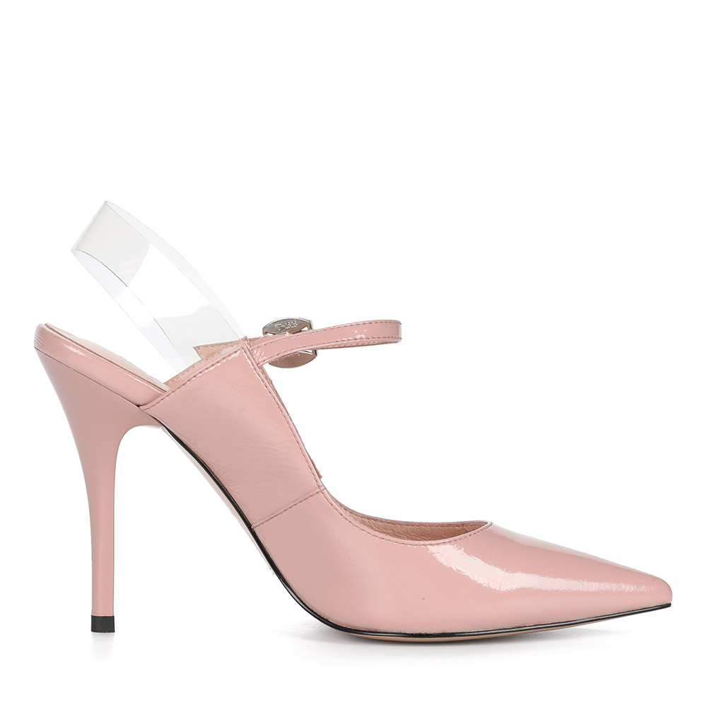 Розовые лаковые открытые туфли на шпильке от Respect-shoes