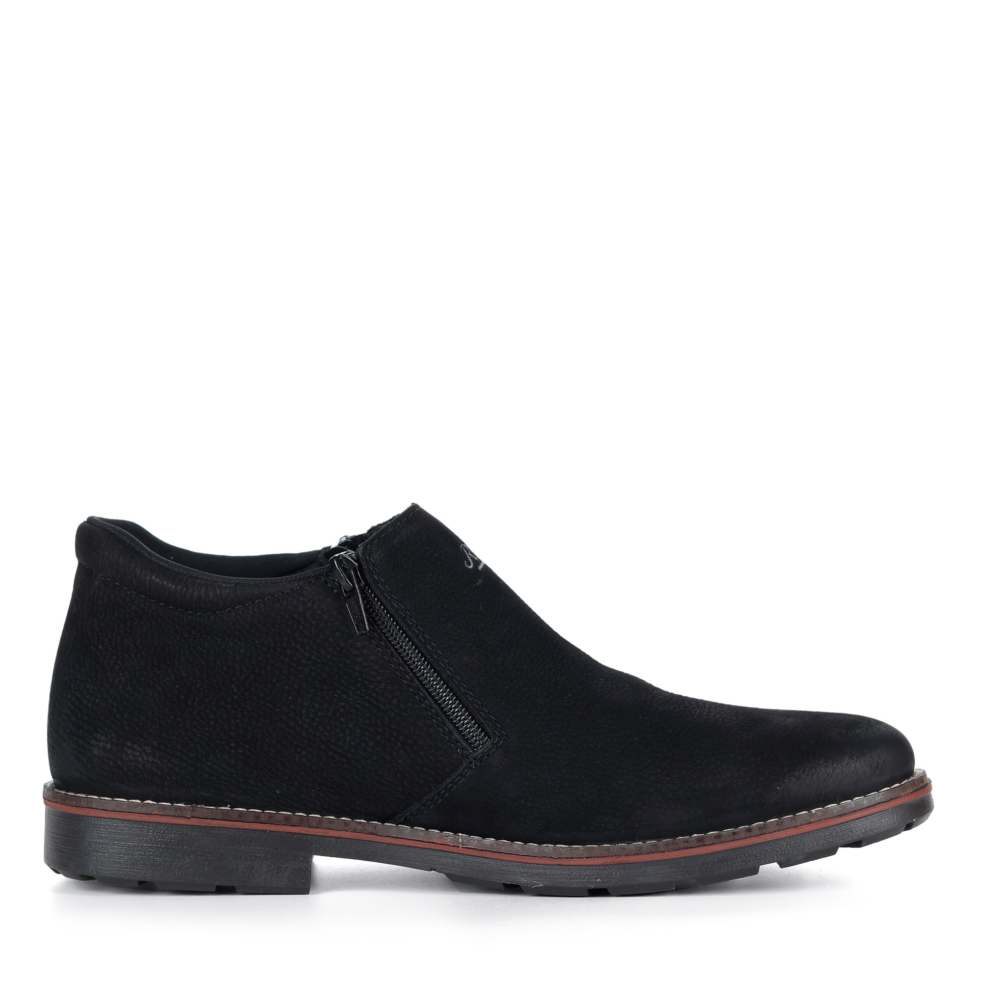 фото Черные кожаные ботинки на шерсти rieker