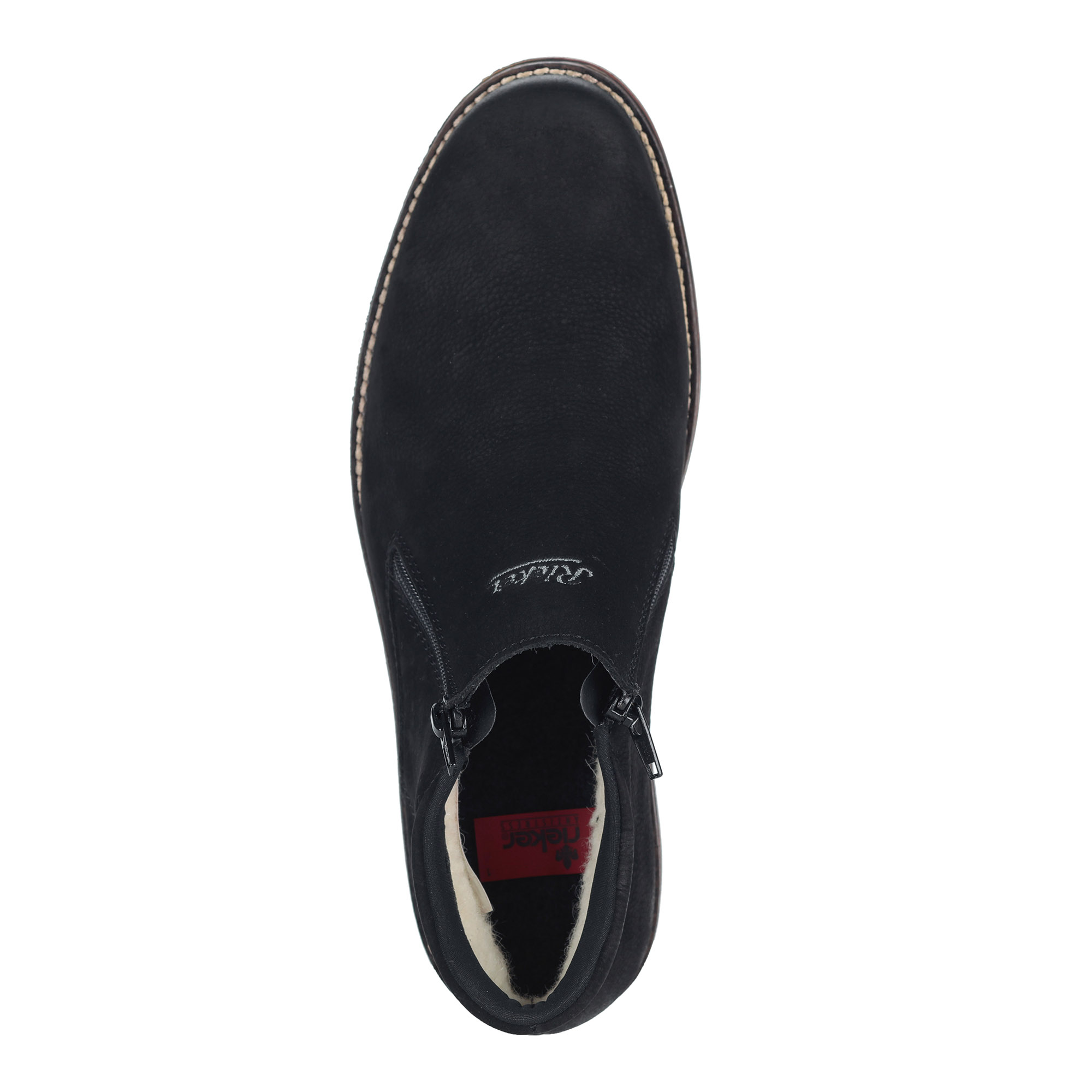 фото Черные кожаные ботинки на шерсти rieker